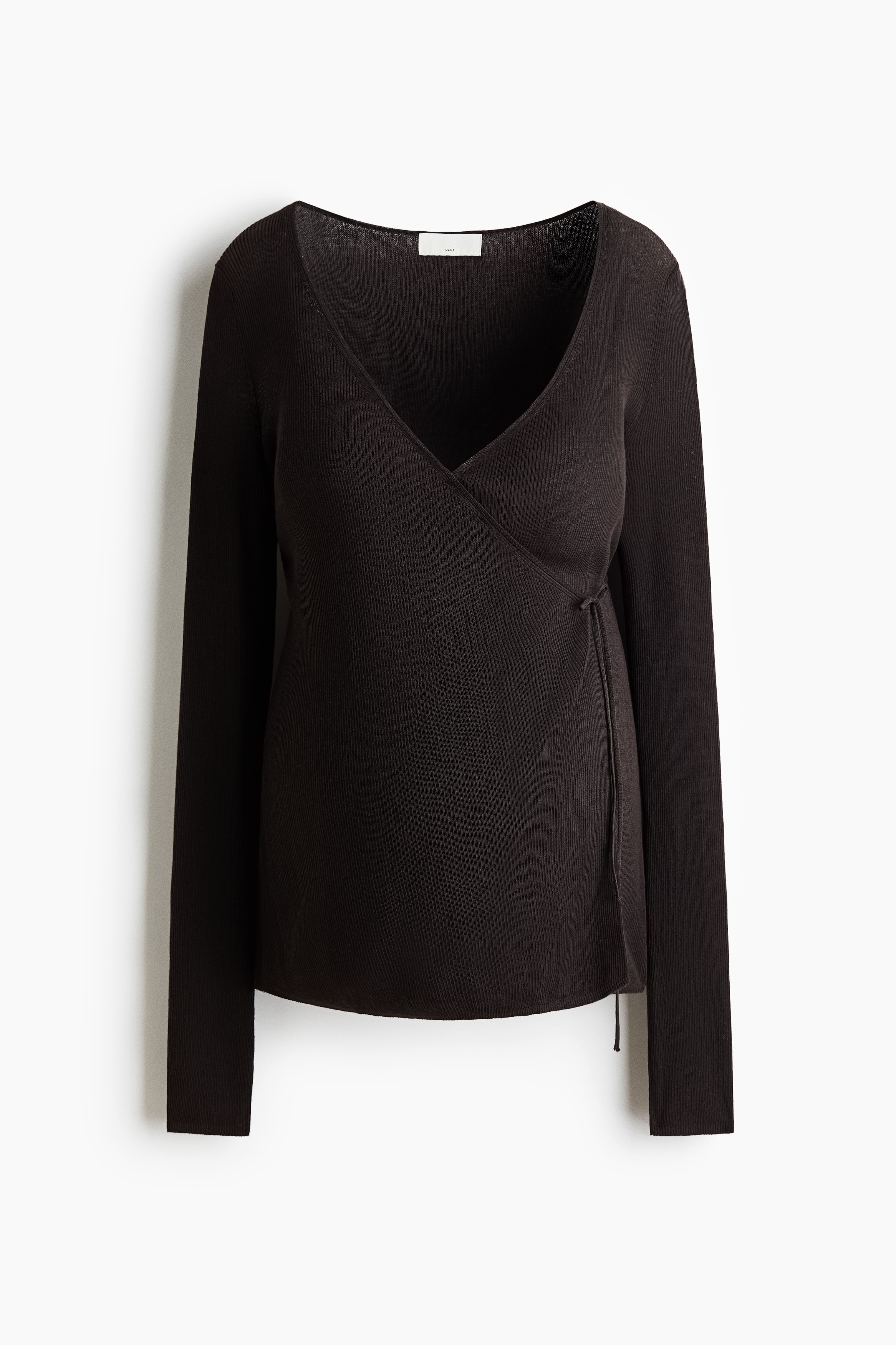 MAMA Rib-Knit Wrap Cardigan - Dark brown - Ladies | H&M US