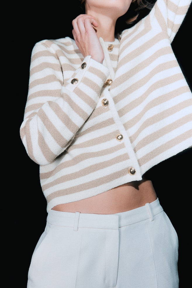 Knitted cardigan - White/Beige striped/Black/Striped/Cream/Blue striped - 6
