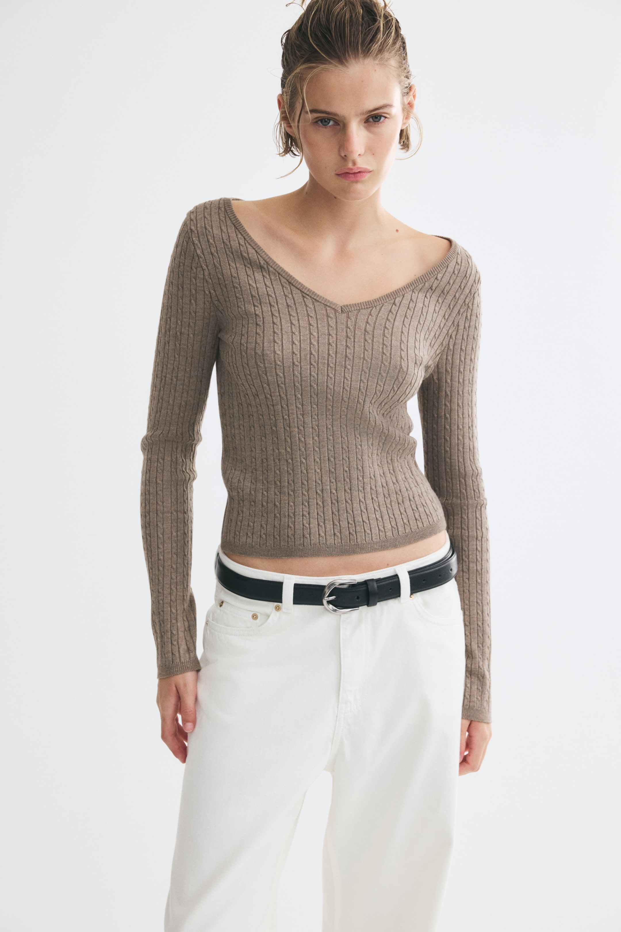 Cable-Knit Viscose-Blend Sweater