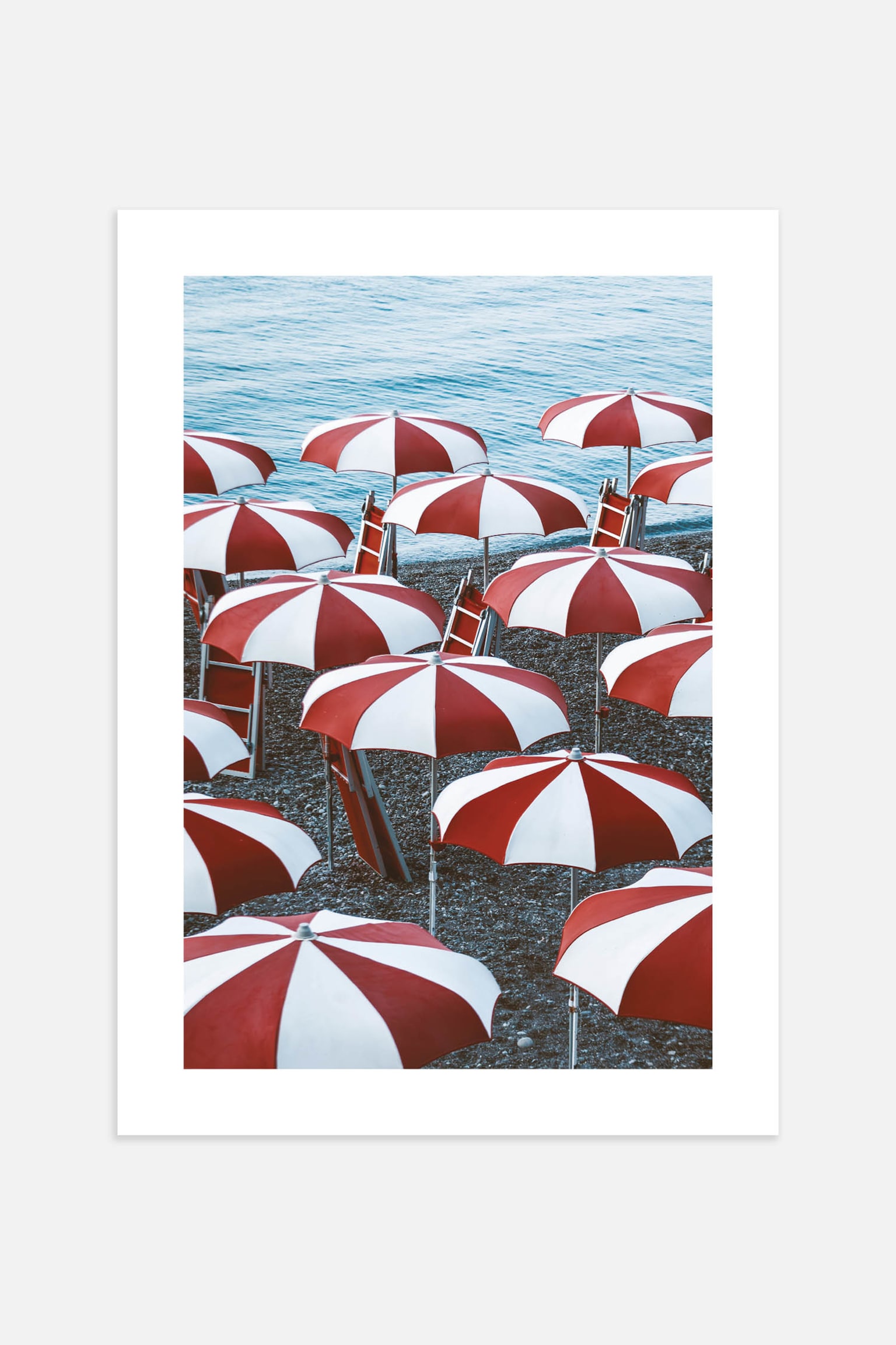 Striped Beach Umbrellas Poster - Red