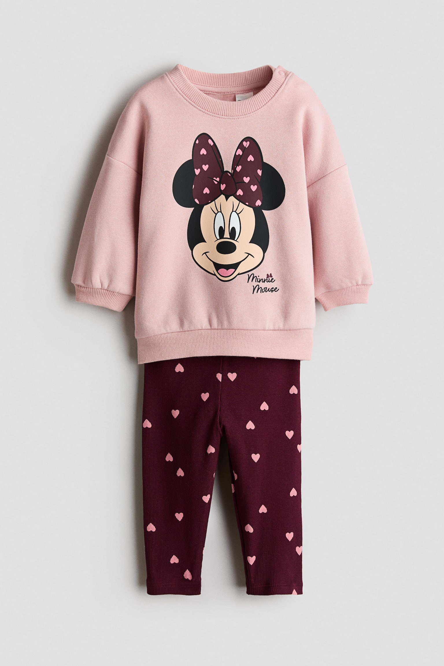 2-delt sæt med tryk - Lys rosa/Minnie Mouse/Lys gråbeige/Hello Kitty