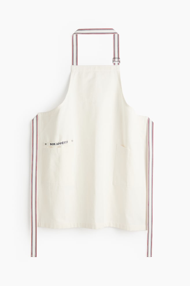 Linen-blend apron - Cream/Bon Appétit - 1