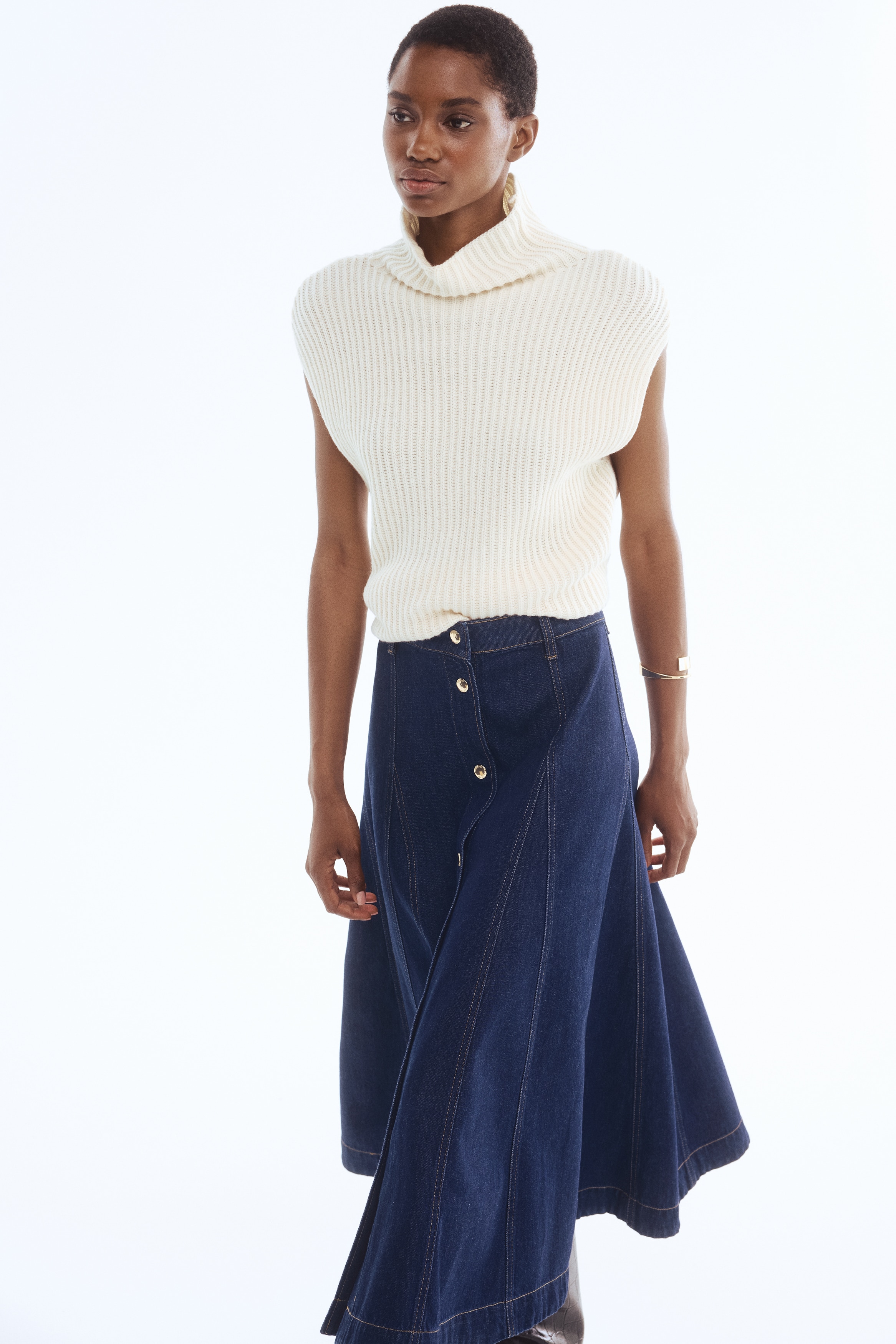 A-line denim skirt