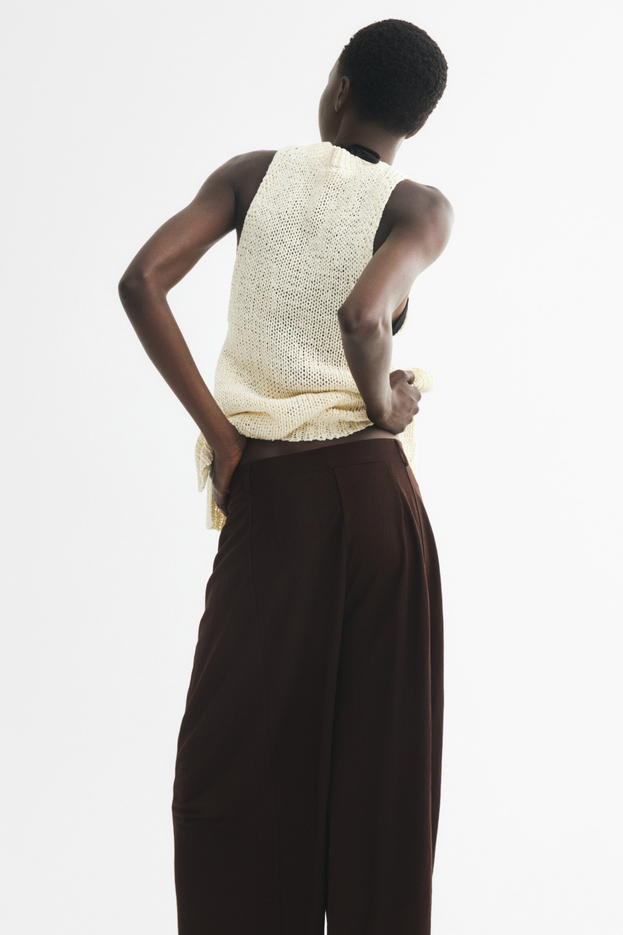 Pantalon tonneau en viscose mélangée