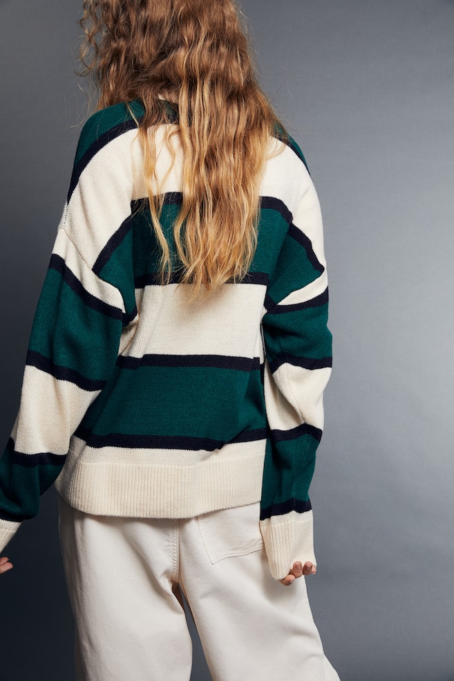 Jacquard-knit jumper - Dark green/Striped/Cream/Striped/Cream/Striped/Cream/Striped/dc/dc/dc - 5