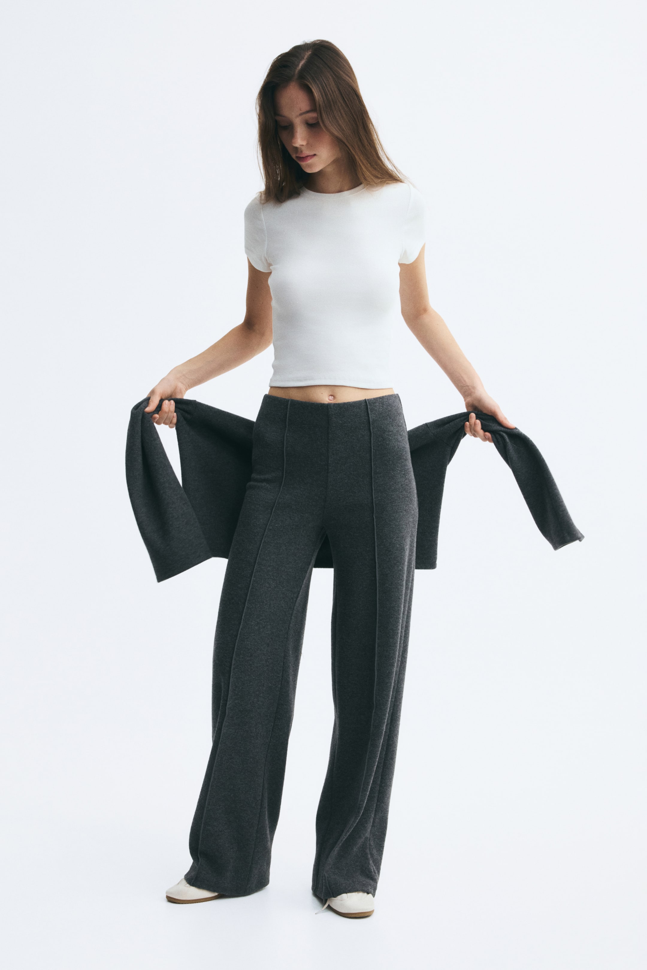 View larger image: Crease-front trousers - Dark grey marl - Ladies | H&M 1