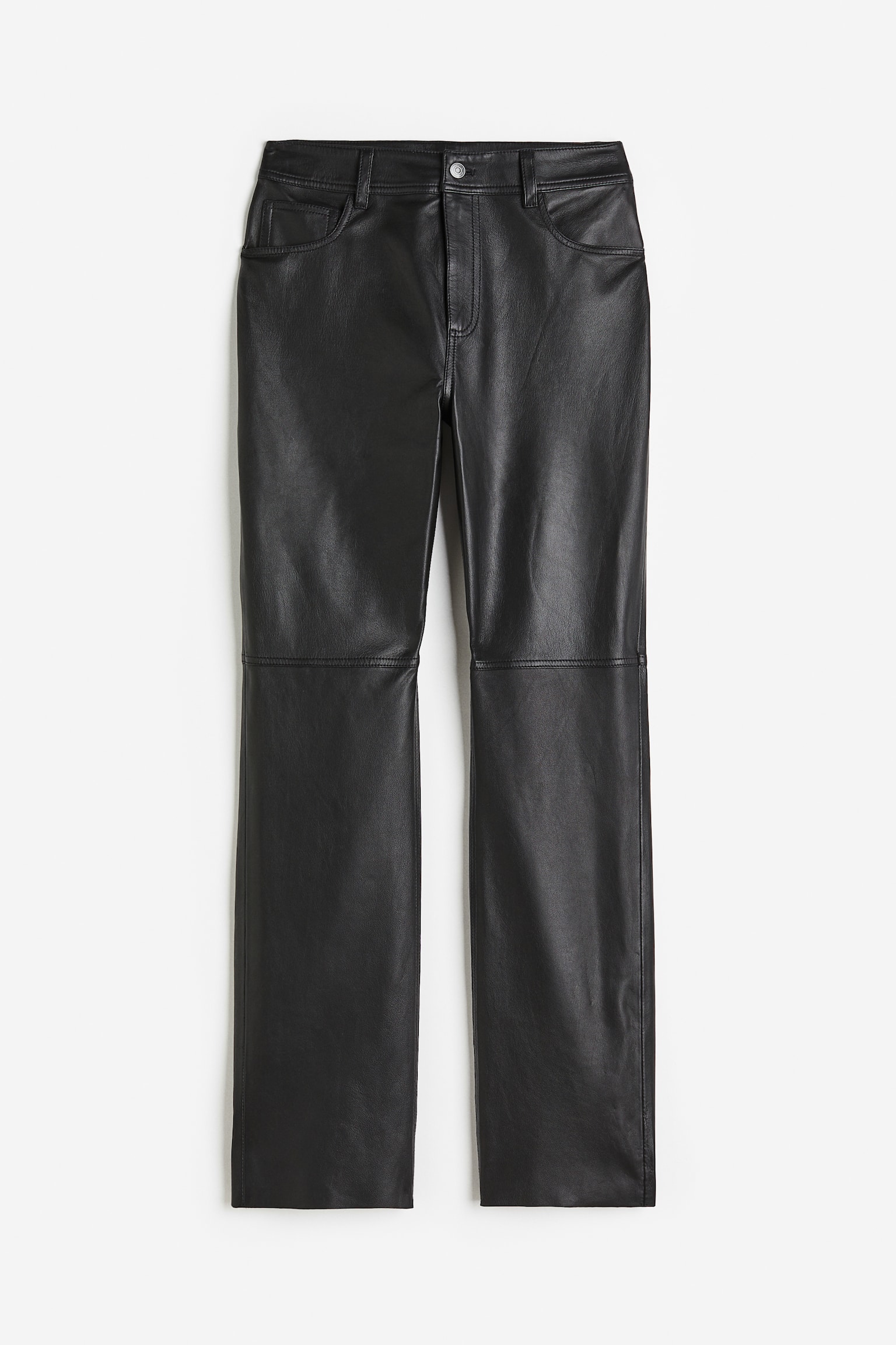 Straight Leather Pants - Black/Dark grey/Dark brown - 1