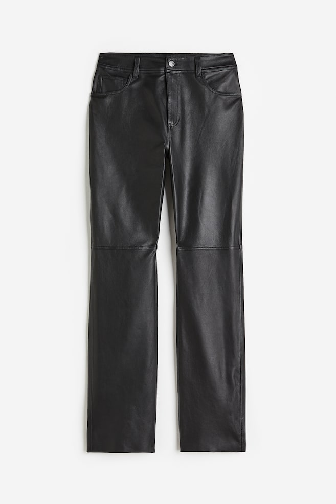 Straight leather trousers - Dark grey/Dark brown - 2