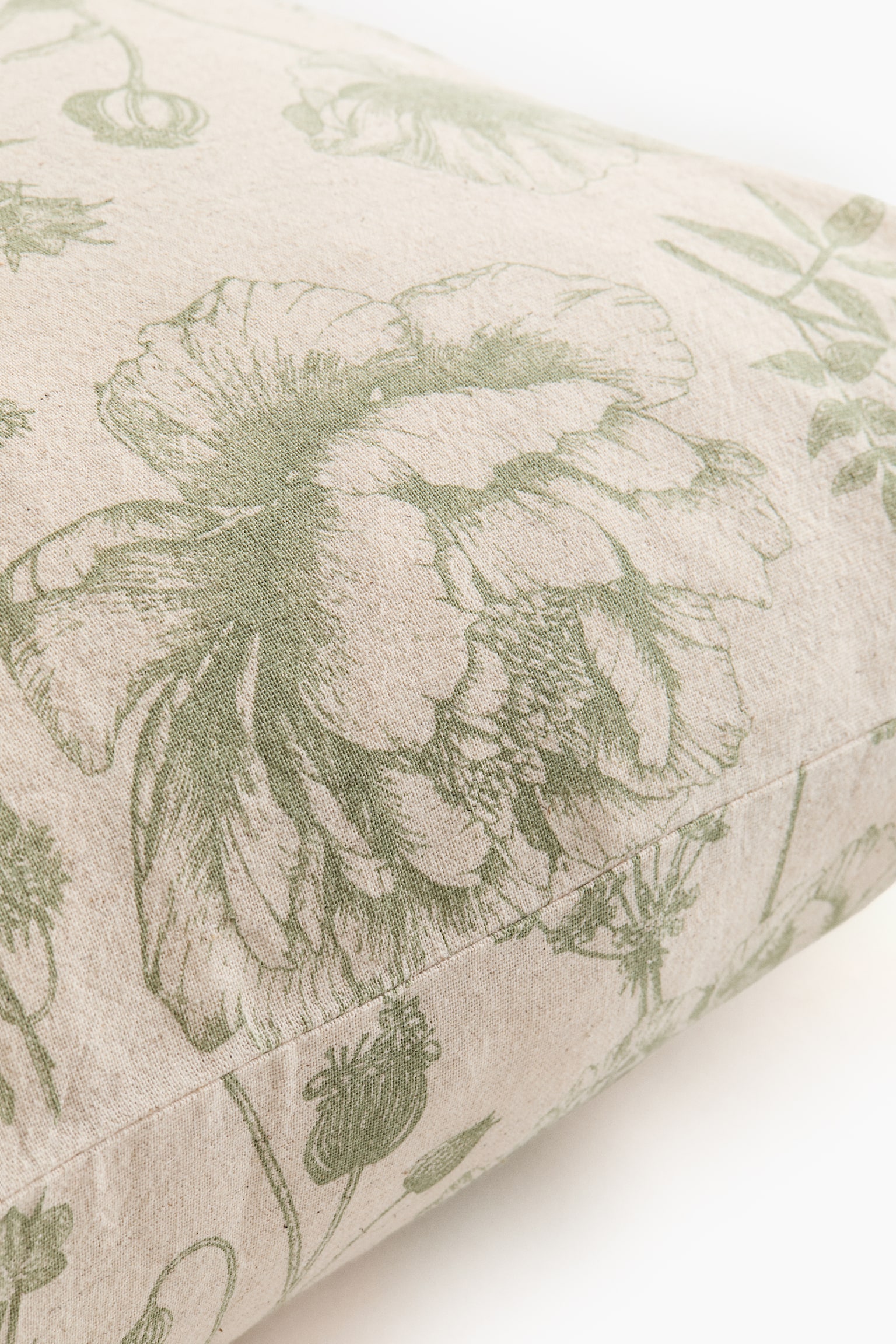 Linen-blend cushion cover - Light beige/Floral - 2