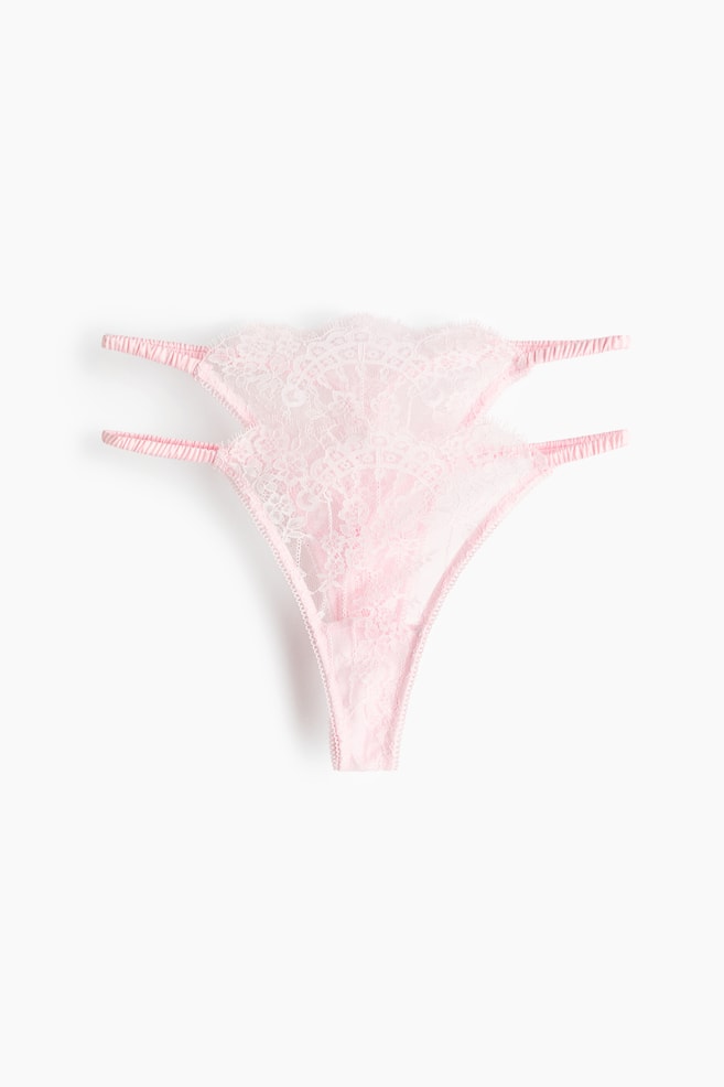 2-pack lace tanga thong briefs - Light pink/Cream - 1