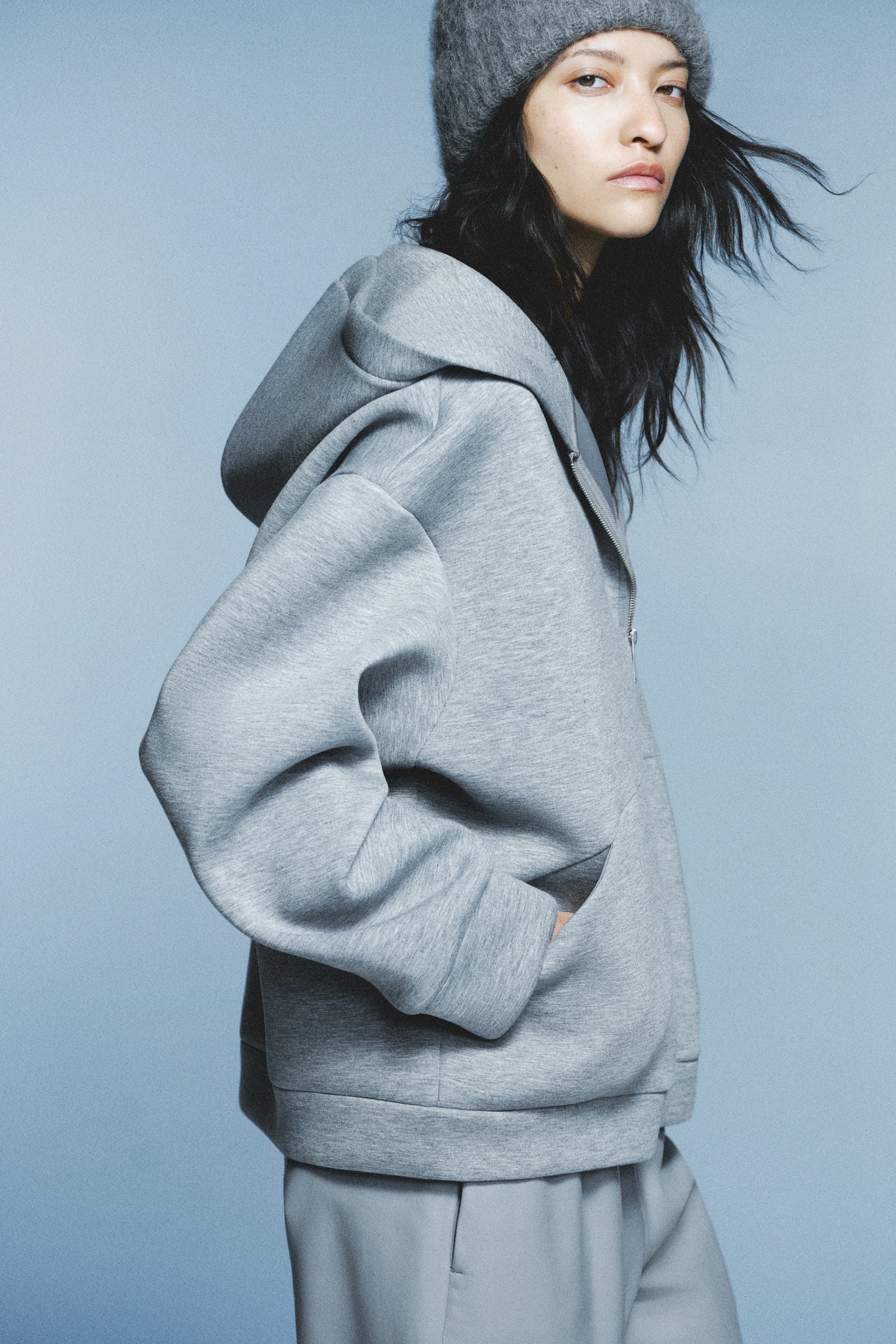 Scuba zip-through hoodie - Grey marl - 5