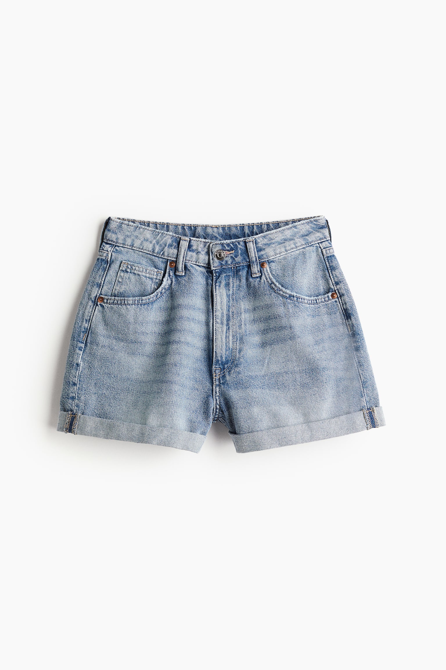 Jeansshorts med hög midja - Ljus denimblå/Denimblå/Svart/Denimgrå/Denimblå/Blek denimblå/Vit/Blek denimblå/Denimblå - 2