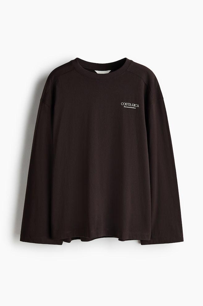 Oversized jersey top - Dark brown/Costa Rica - 1