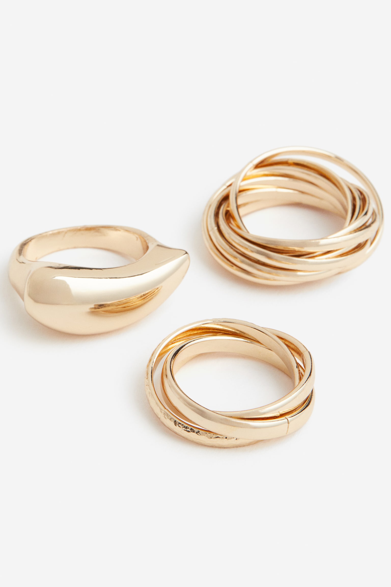 3-pack Rings - Gold colour - 3