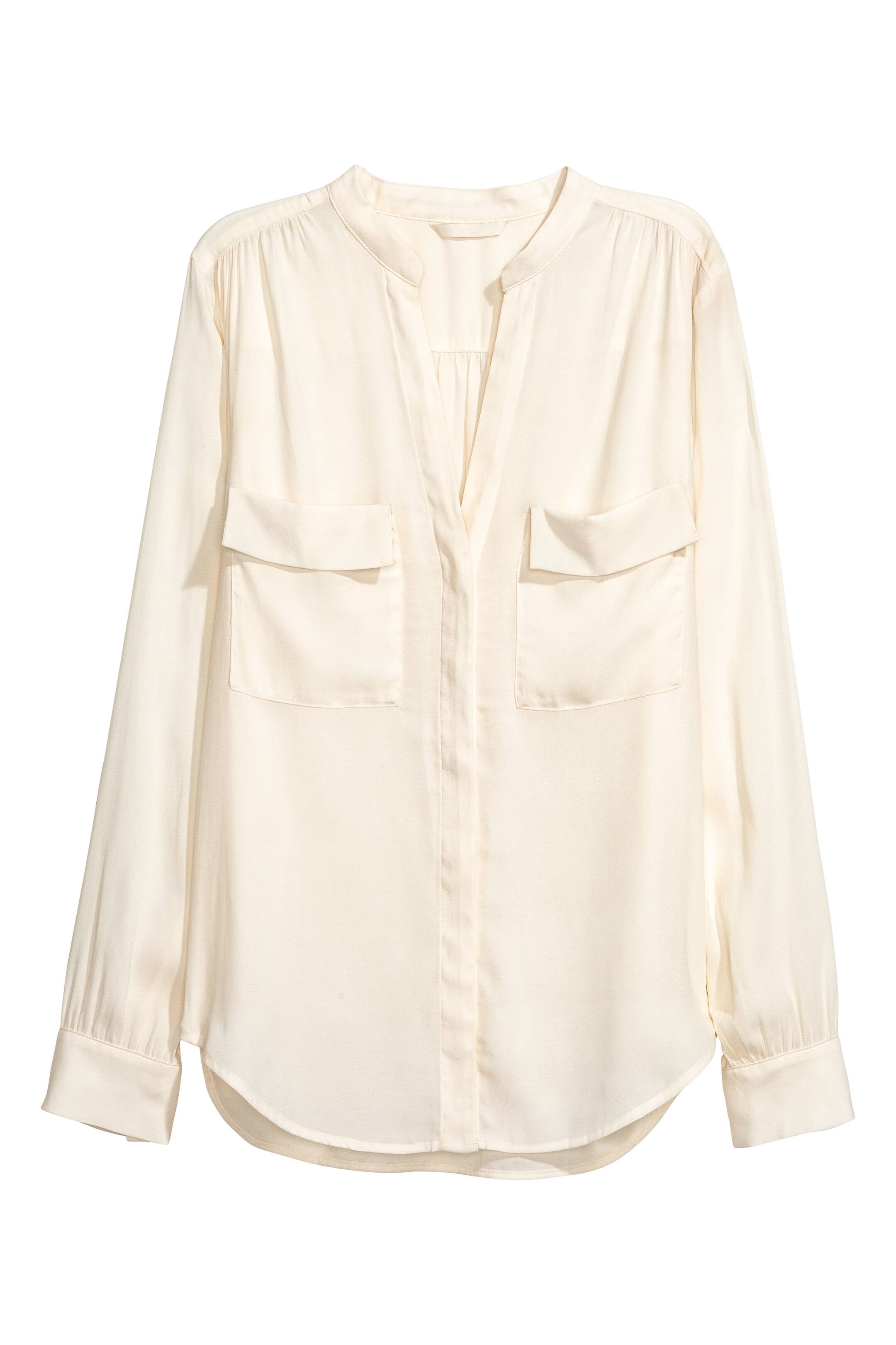 View larger image: Blouse en crêpe - Natural white - Ladies | H&M CA 1