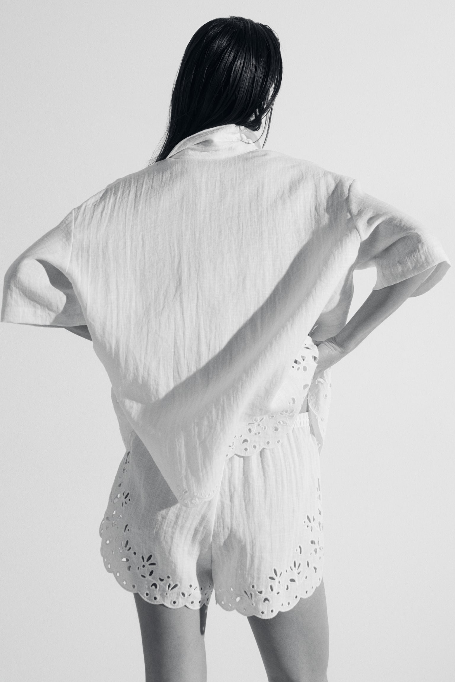Broderie anglaise shorts - Crème - 5
