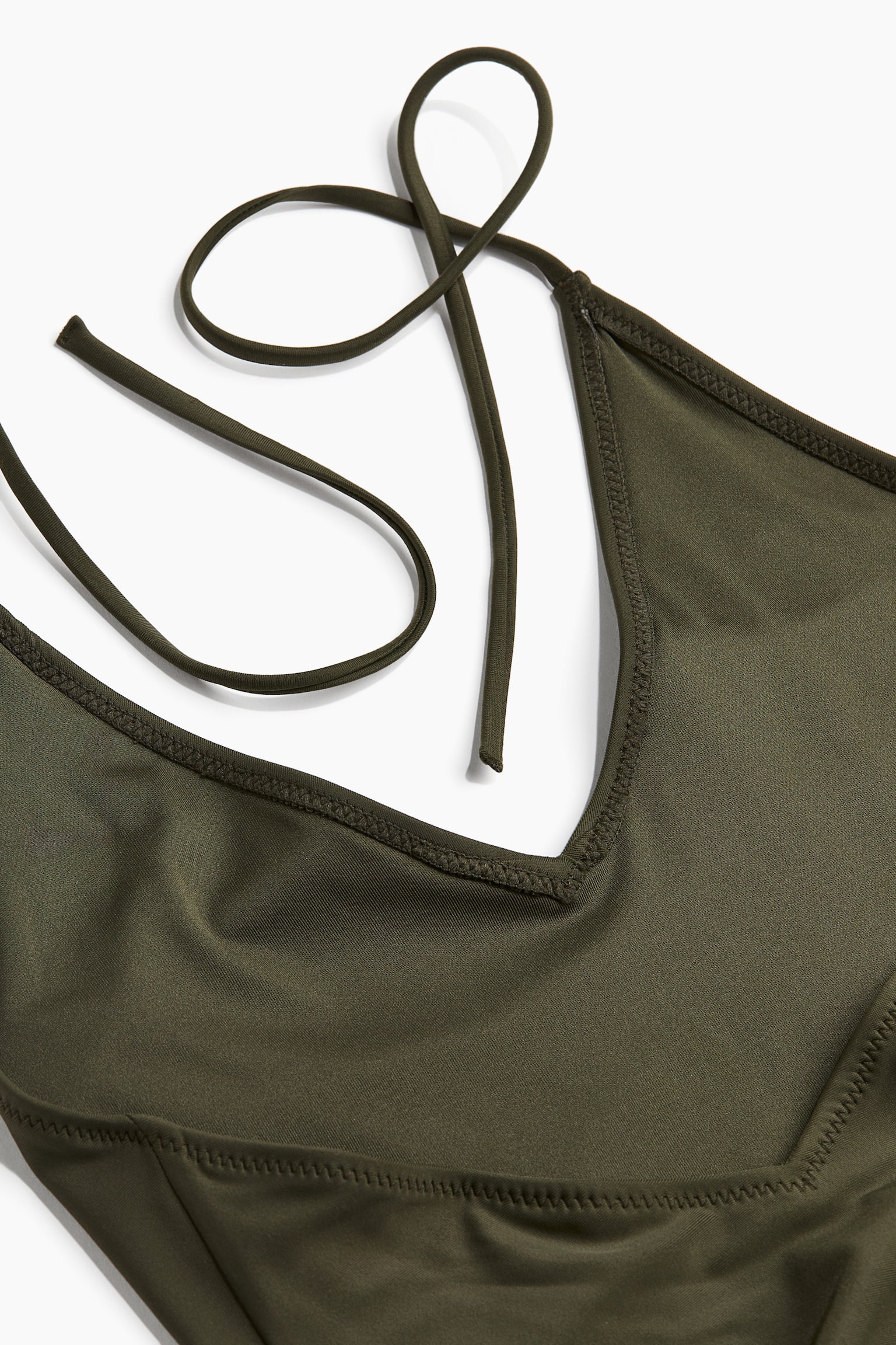 Halterneck swimsuit - Dark khaki green - 5