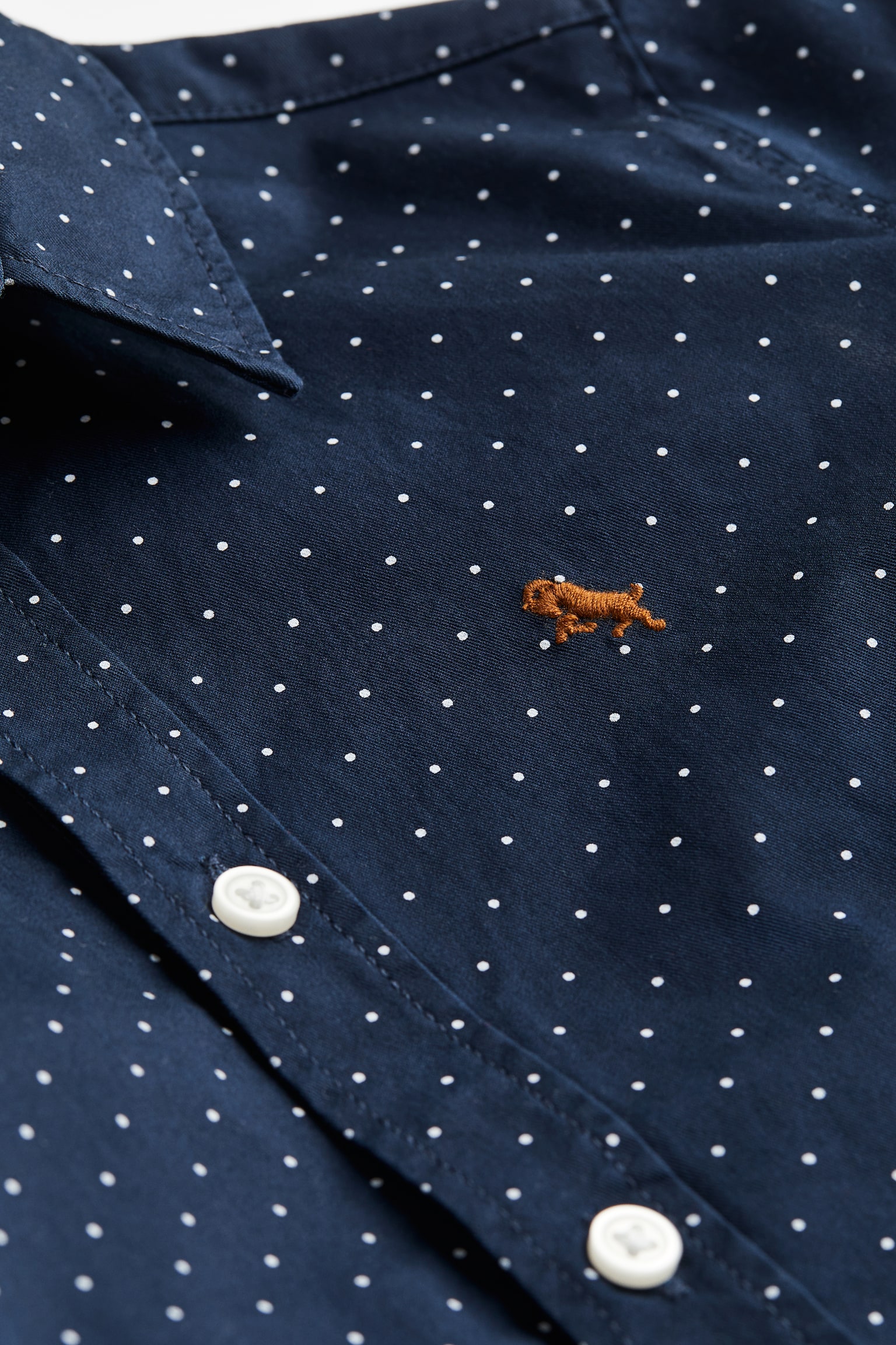 Cotton Shirt - Navy blue/Spot - 2