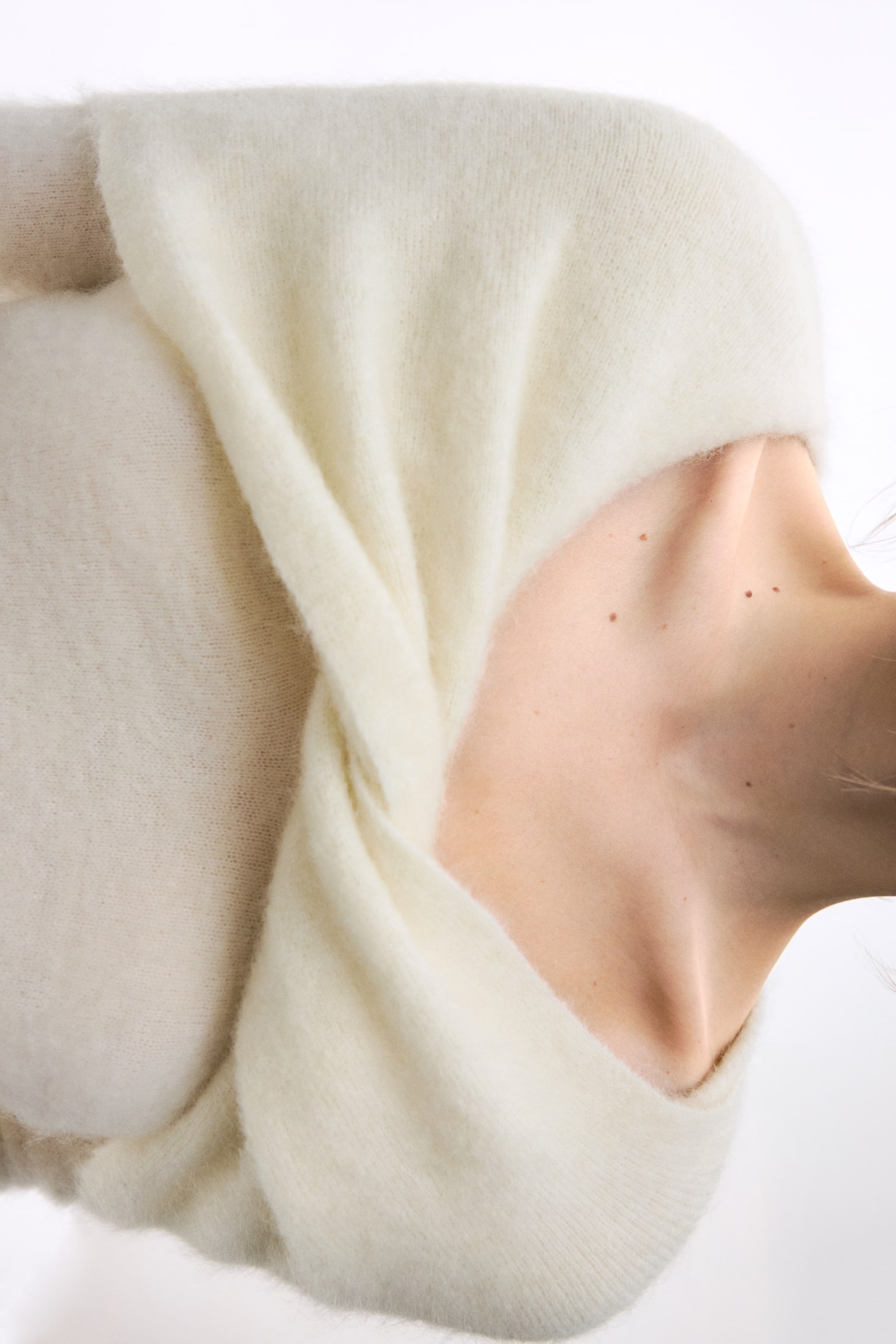 Mohérkeverék felső csavart részlettel - Krémszínű/Burgundivörös - 4