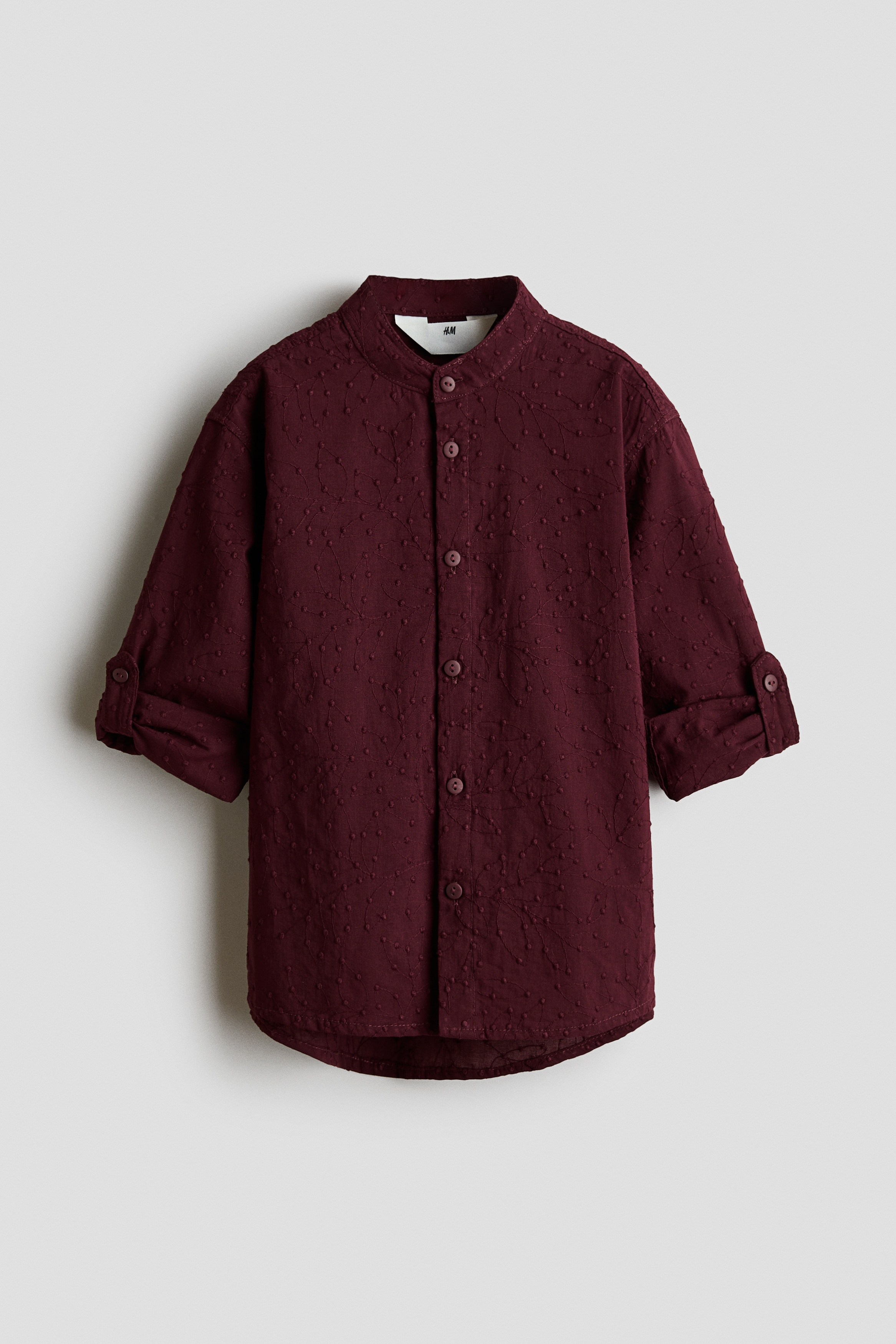 Patterned grandad shirt - Dark red/Dark turquoise/Yellow/Brown/Elephants