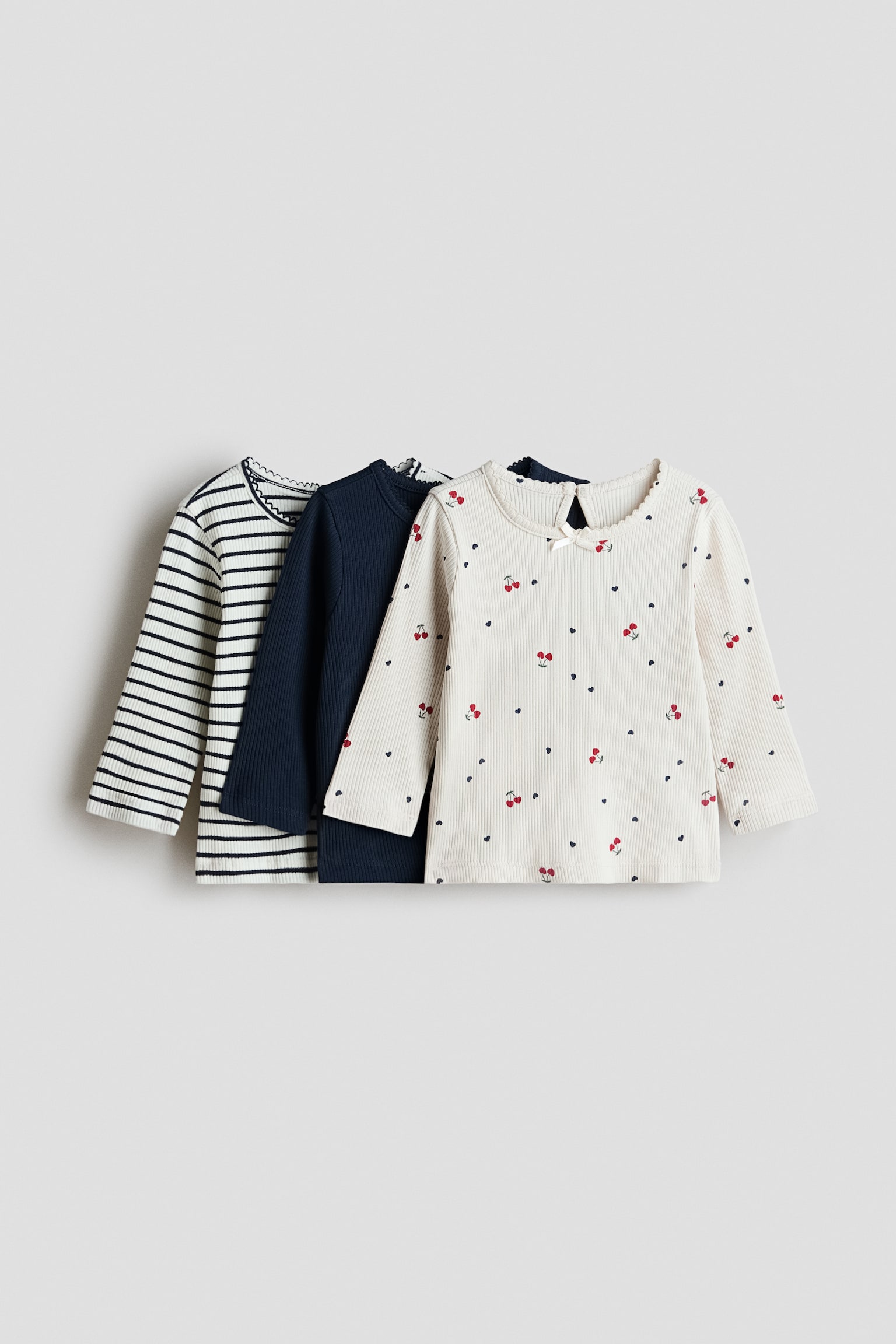 3-pack cotton tops - White/Cherries - 1