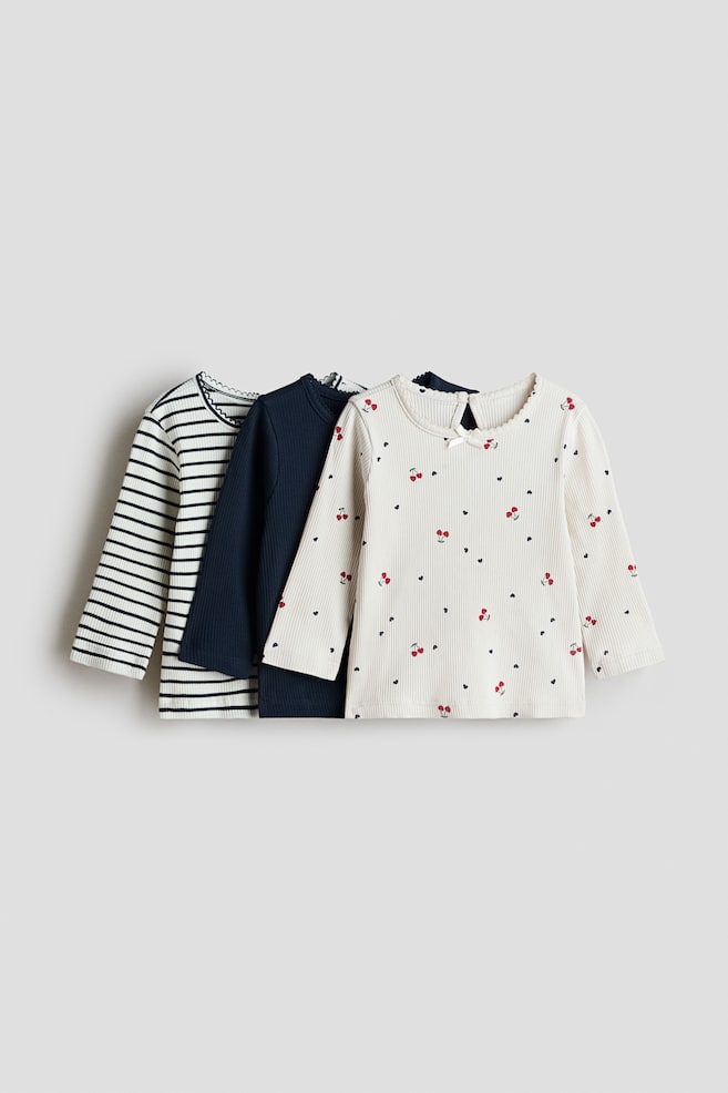3-pack cotton tops - White/Cherries - 1