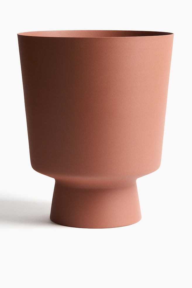 Large Metal Plant Pot - Terracotta/Light beige/Dark brown - 1
