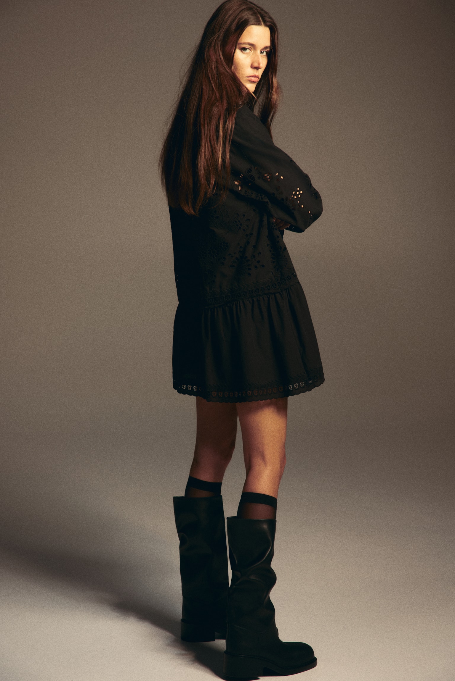 Broderie anglaise dress - Black - 6