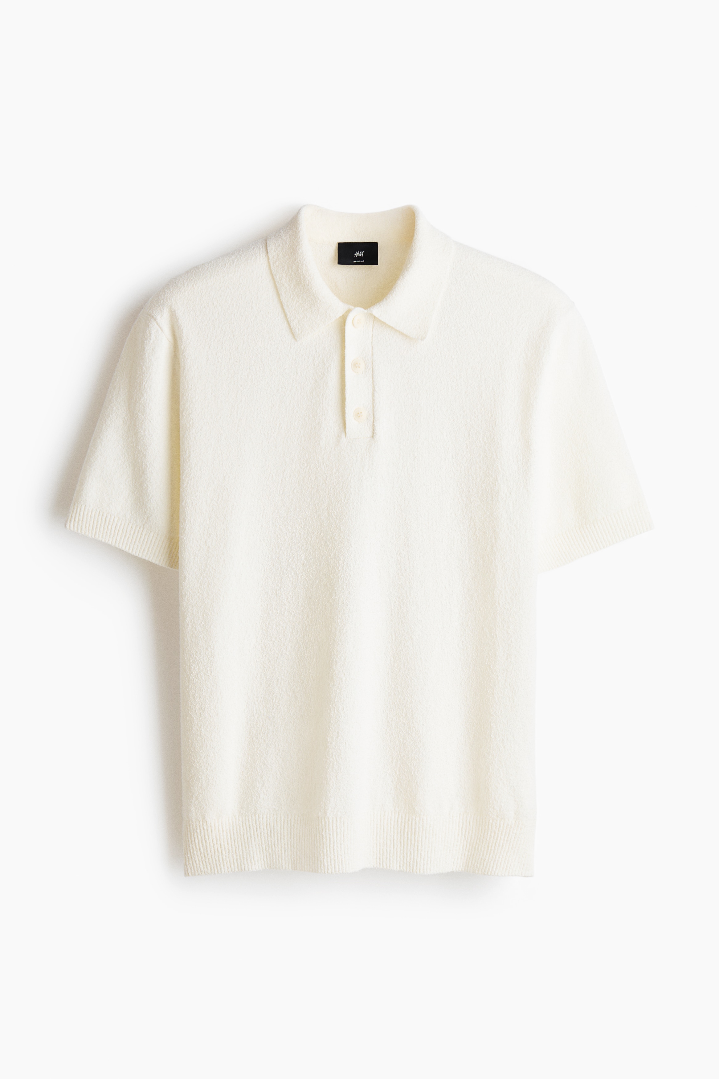 Regular-Fit Knit Polo Shirt - Cream/Blue