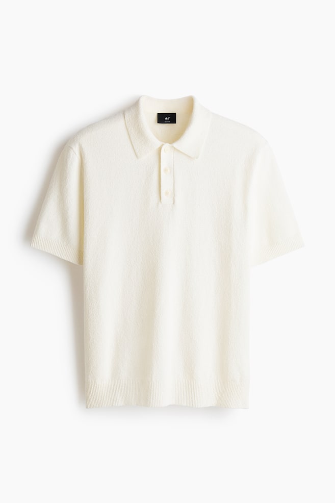 Regular Fit Knitted polo shirt - Cream - 1