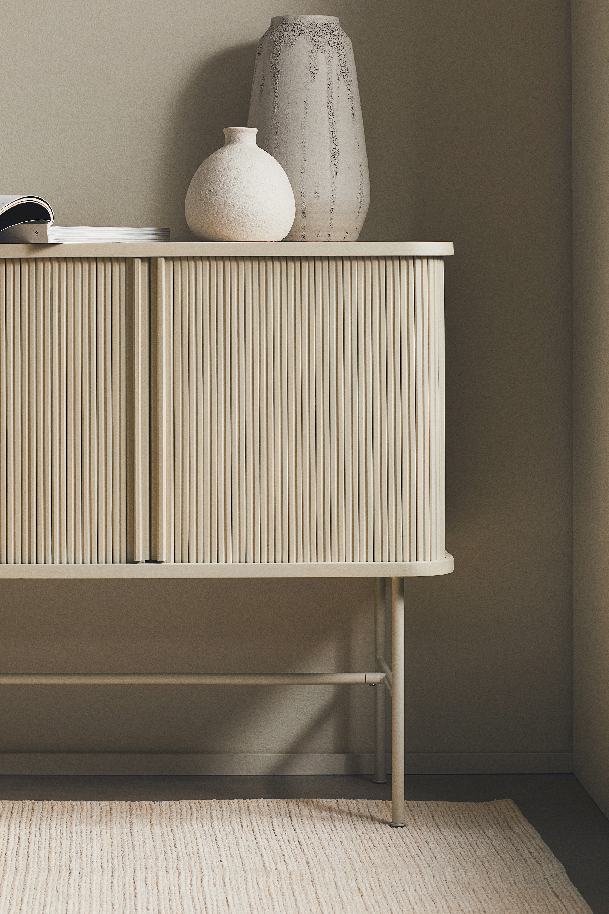 Sliding-door Cabinet - Light beige/Black/dark brown/Black/beige