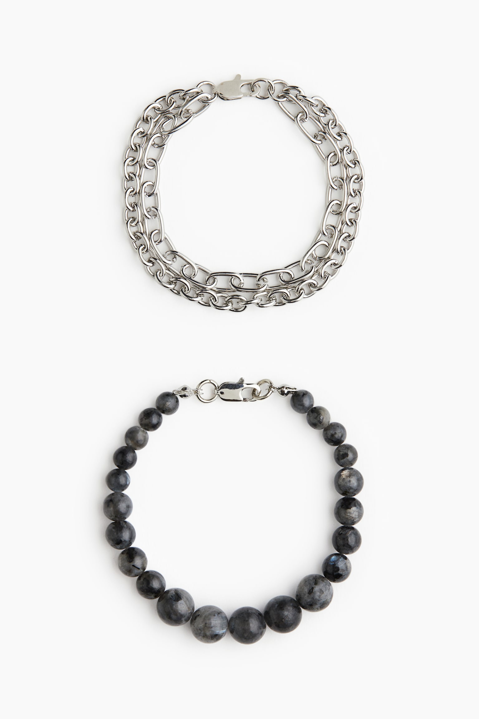 2-pack Bracelets - Dark grey/Silver colour/Brown/Silver colour - 1