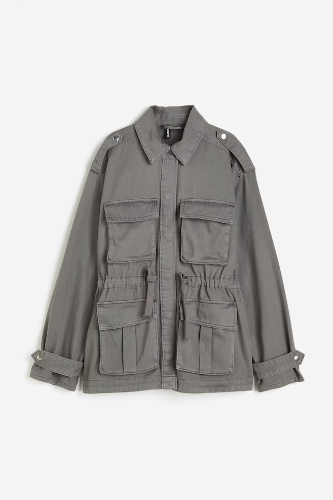 Cotton twill utility jacket - Grey/Khaki green - 1