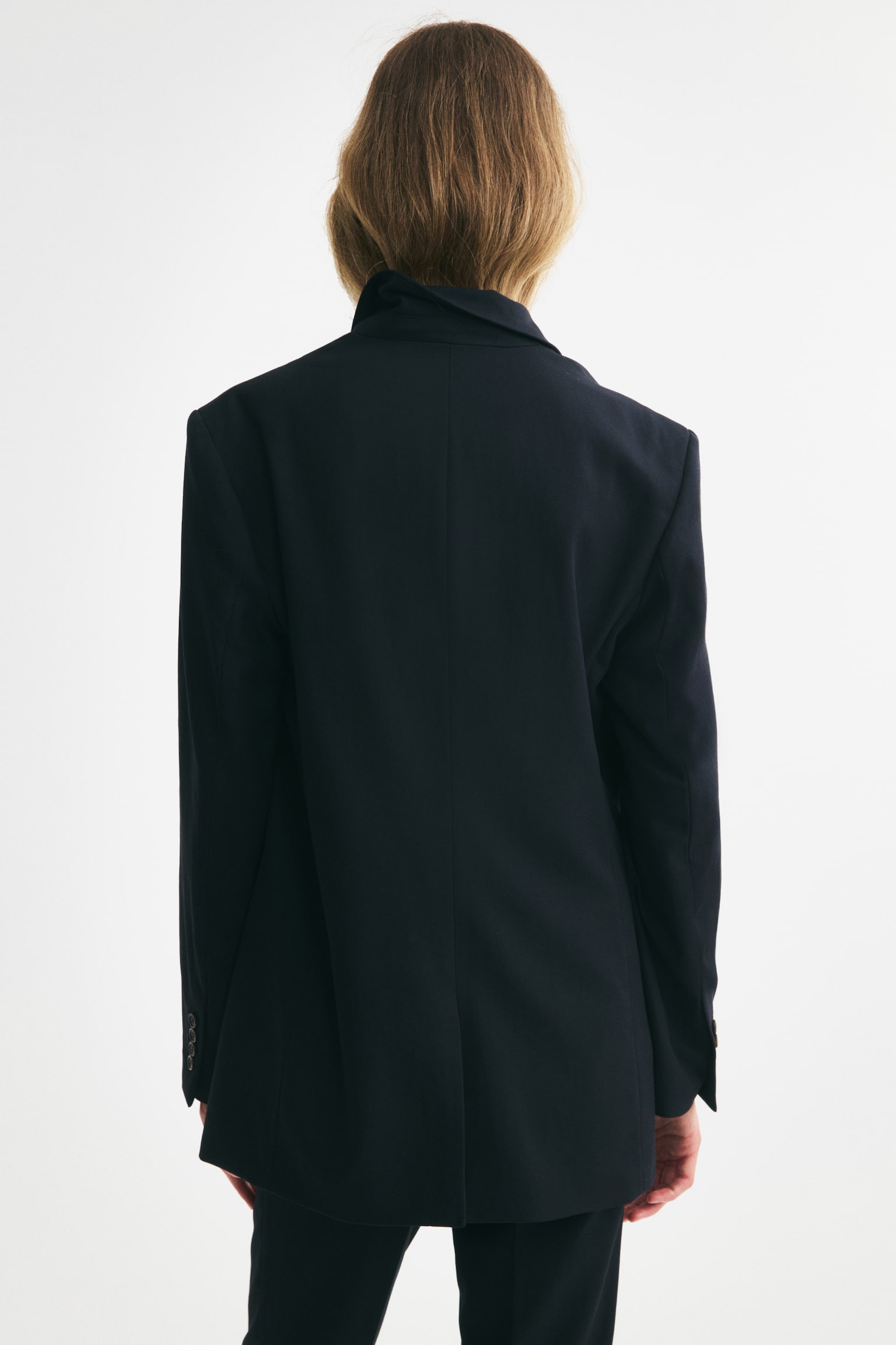 Женский пиджак H&M Single-Breasted Twill Blazer, цвет: Тёмно-синий — фото 5