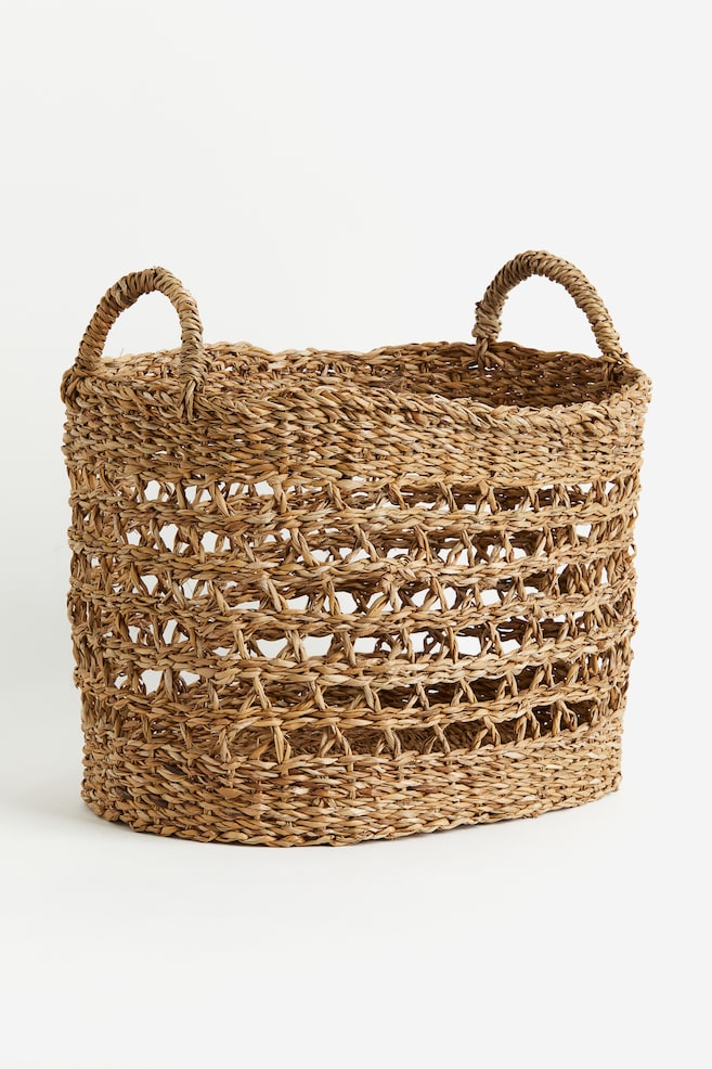 Braided seagrass basket - Beige - 1