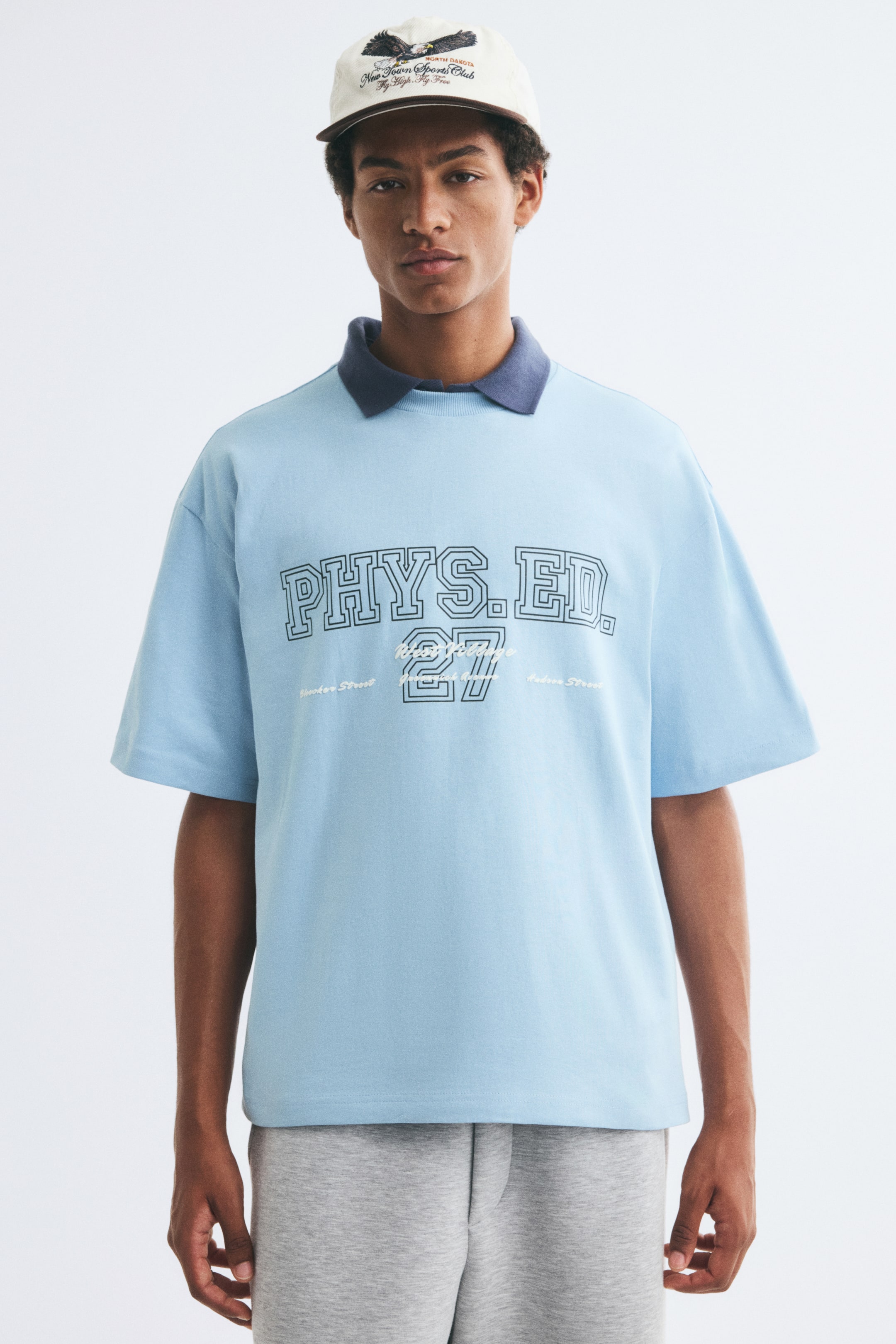 View larger image: Relaxed-Fit Printed Cotton T-Shirt - Light blue/Phys. Ed. - Men | H&M US 1
