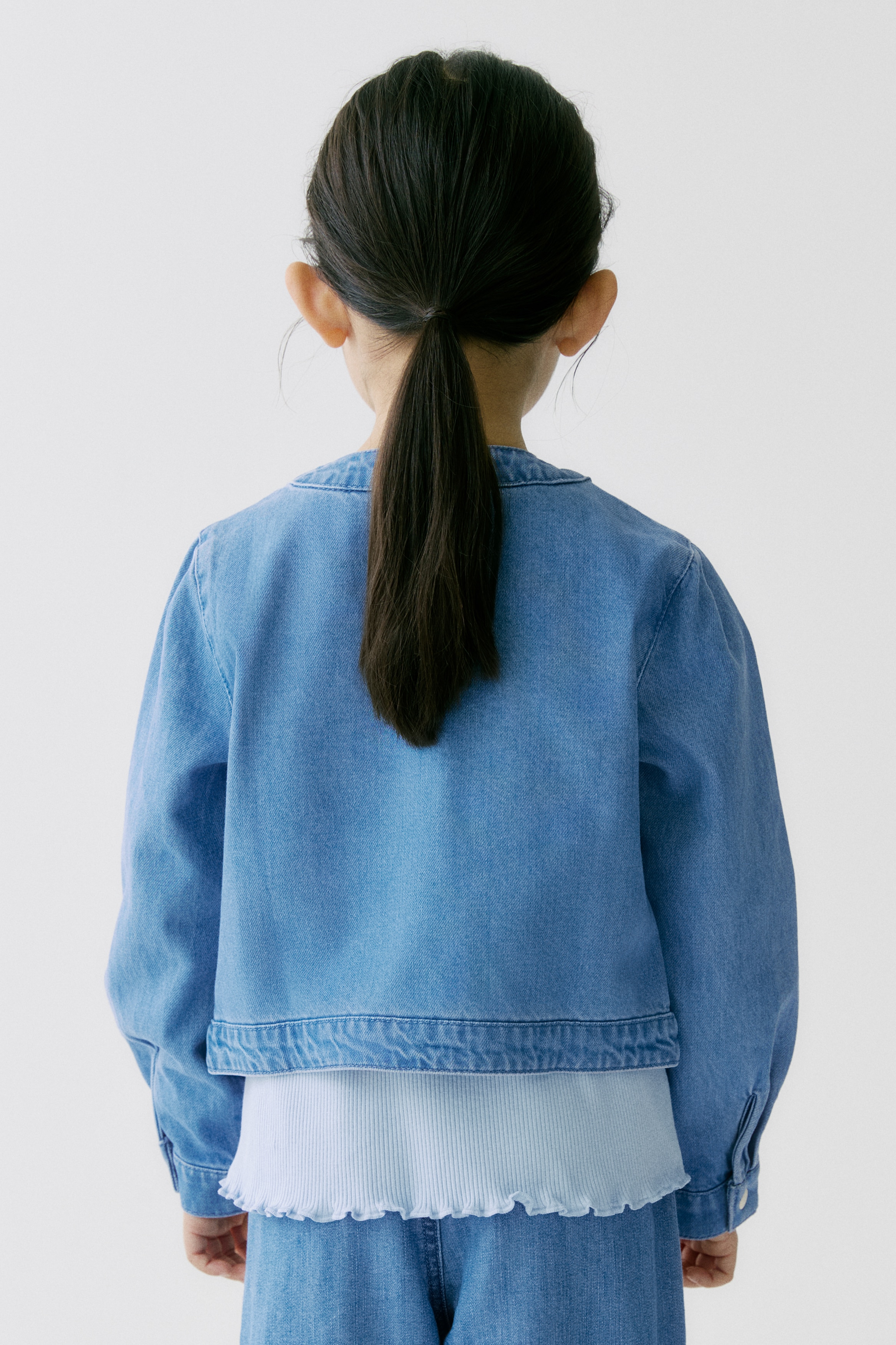 フリルトリム デニムジャケット - デニムブルー - Kids | H&M JP