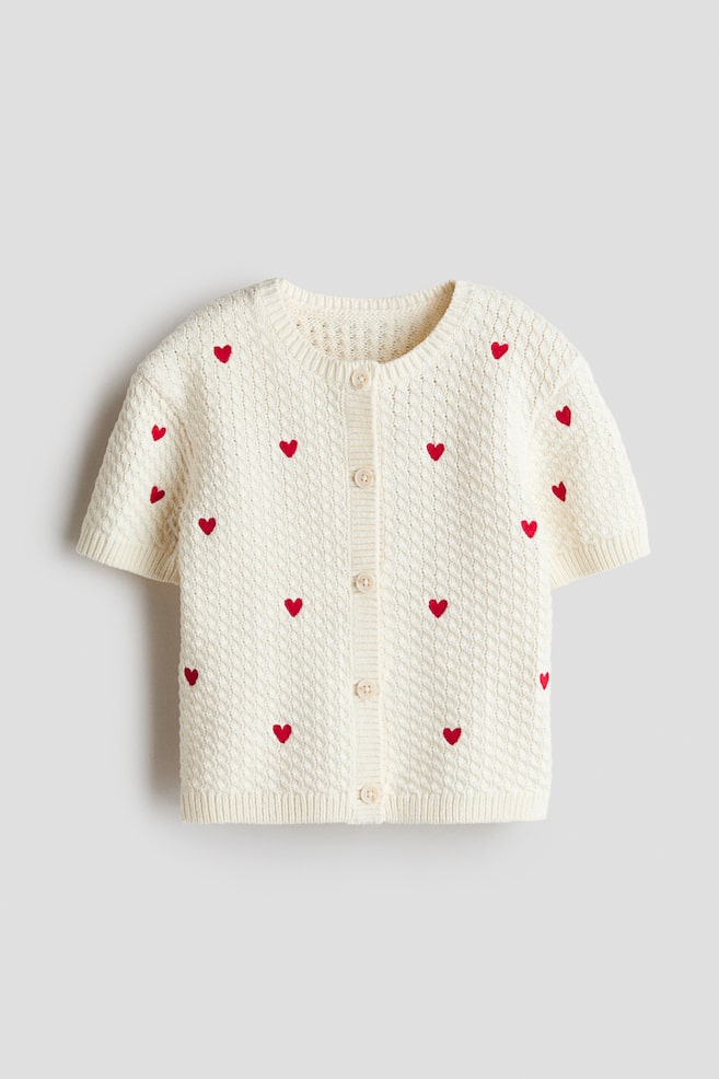 Gilet à manches courtes - Crème/cœurs/Crème/rayé/Rose ancien clair - 1
