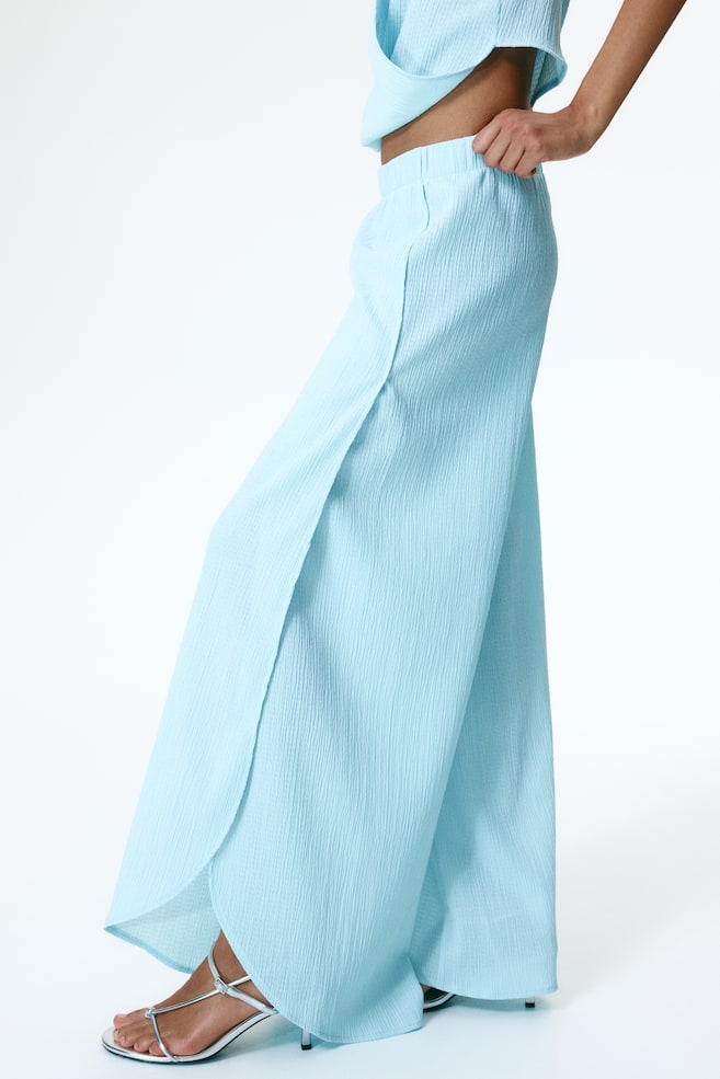 Wide Wrap-Detail Pants-Light turquoise - 4