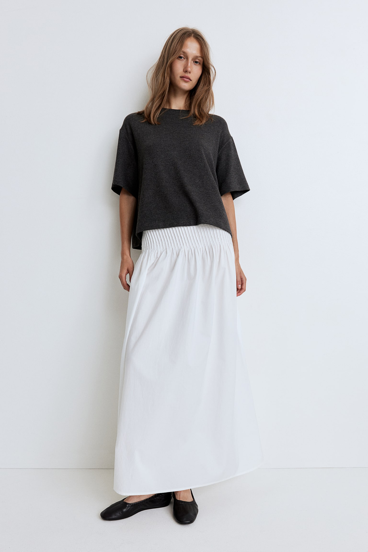 Pin Tuck Detail Skirt - White - 4