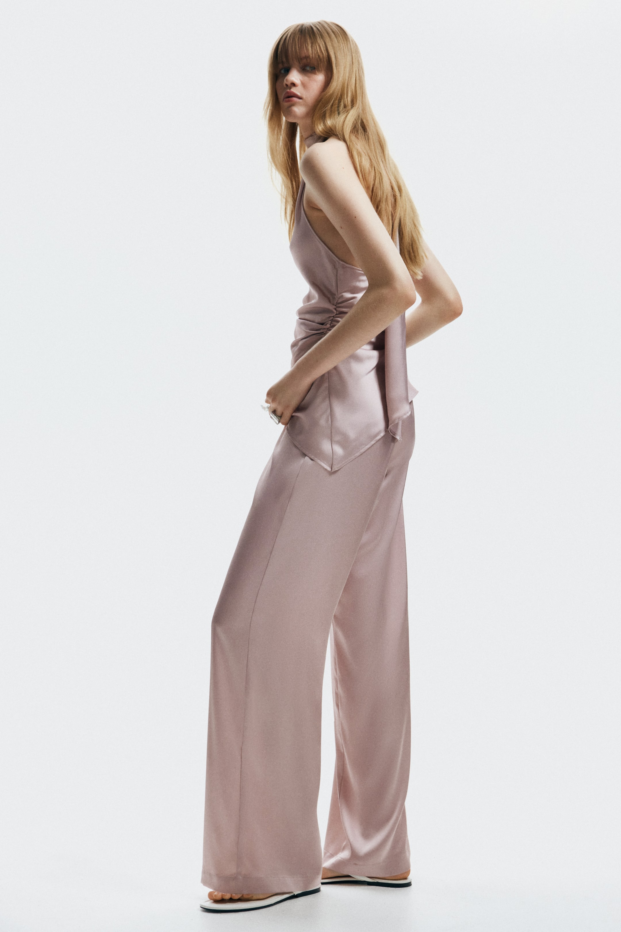Wide-Leg Satin Pants