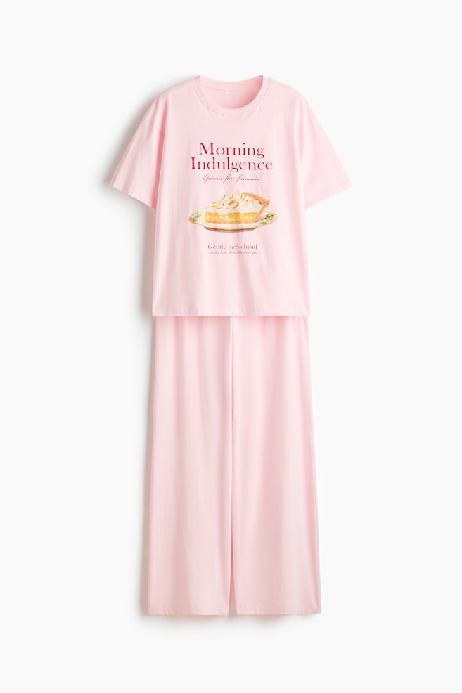 Bedruckter Baumwollpyjama - Hellrosa/Zitronenkuchen/Weinrot/The Blooming Maison/Marineblau/Getaway Goals - 1