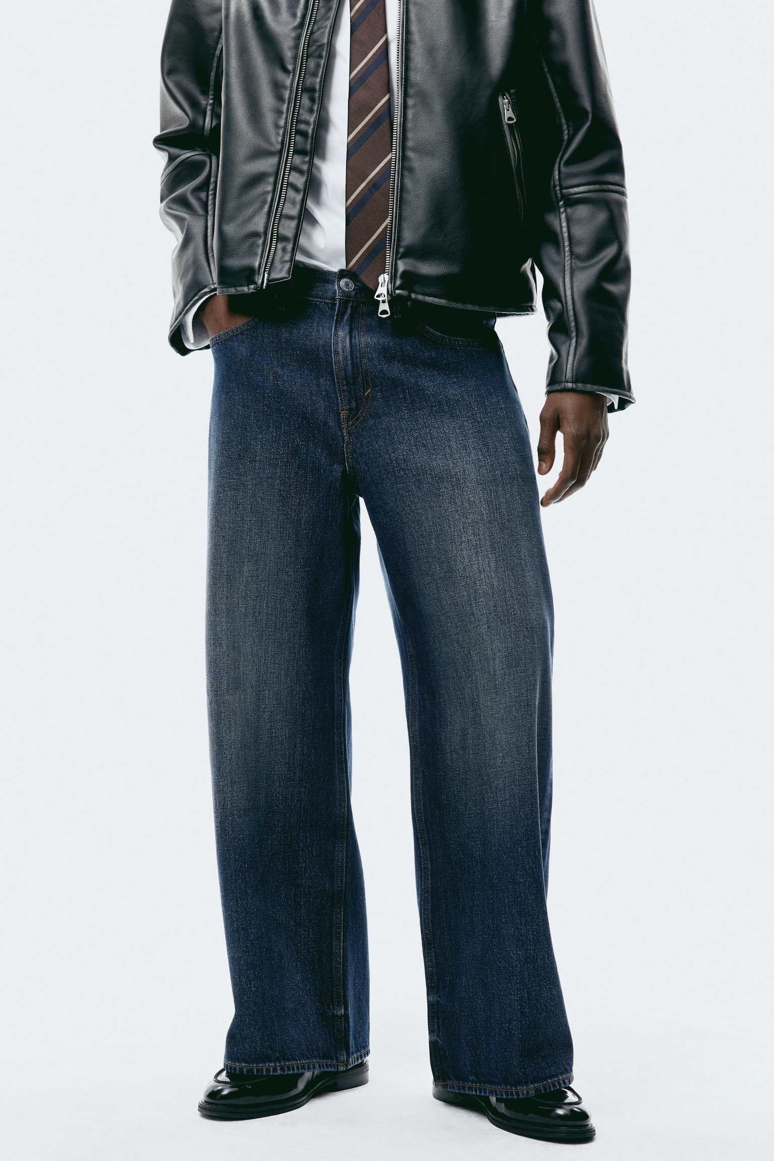 Wide Jeans - כחול ג'ינס כהה/כחול ג'ינס בהיר - 3