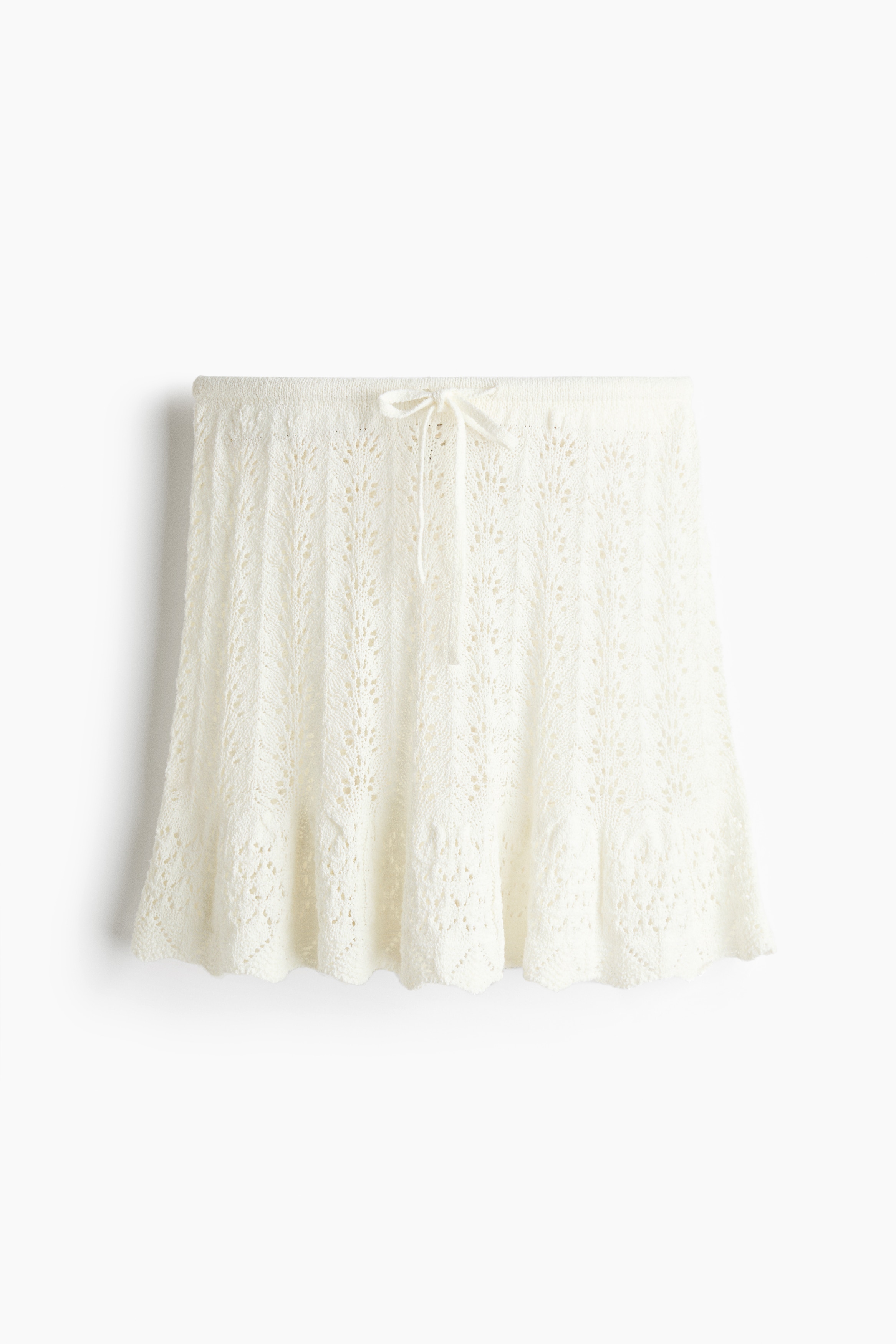 Pointelle-knit skirt - White