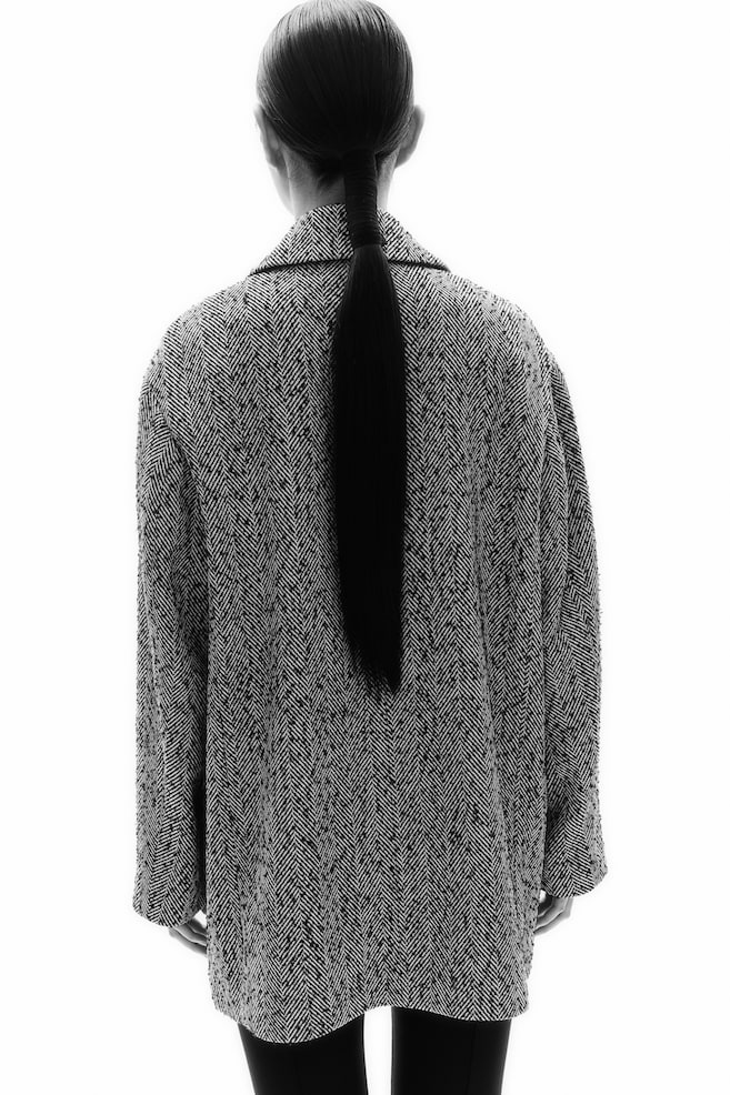 Double-breasted jacket - Black/Herringbone-patterned - 4