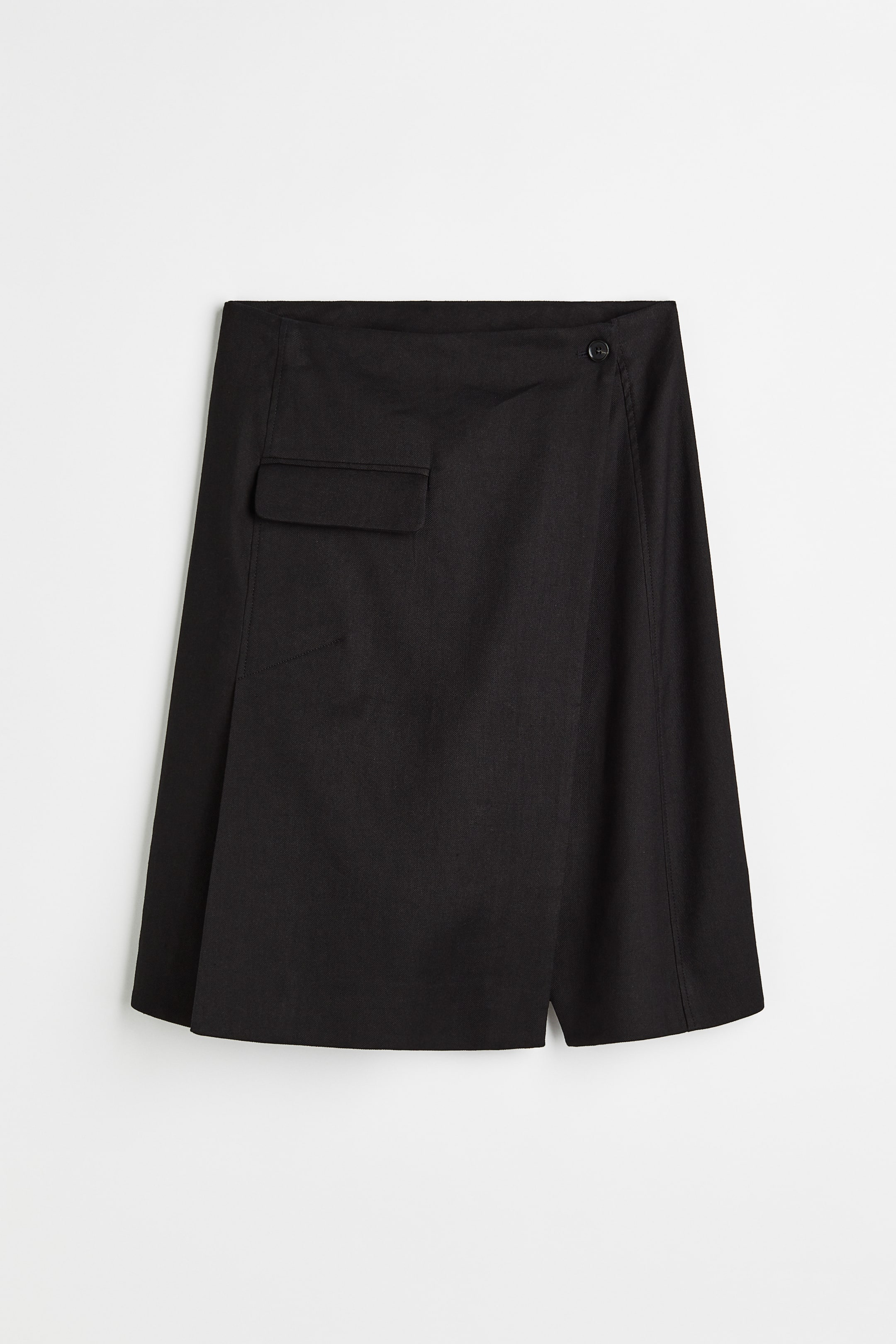 View larger image: Linen-blend Wrap-front Skirt - Black - Ladies | H&M PH 1