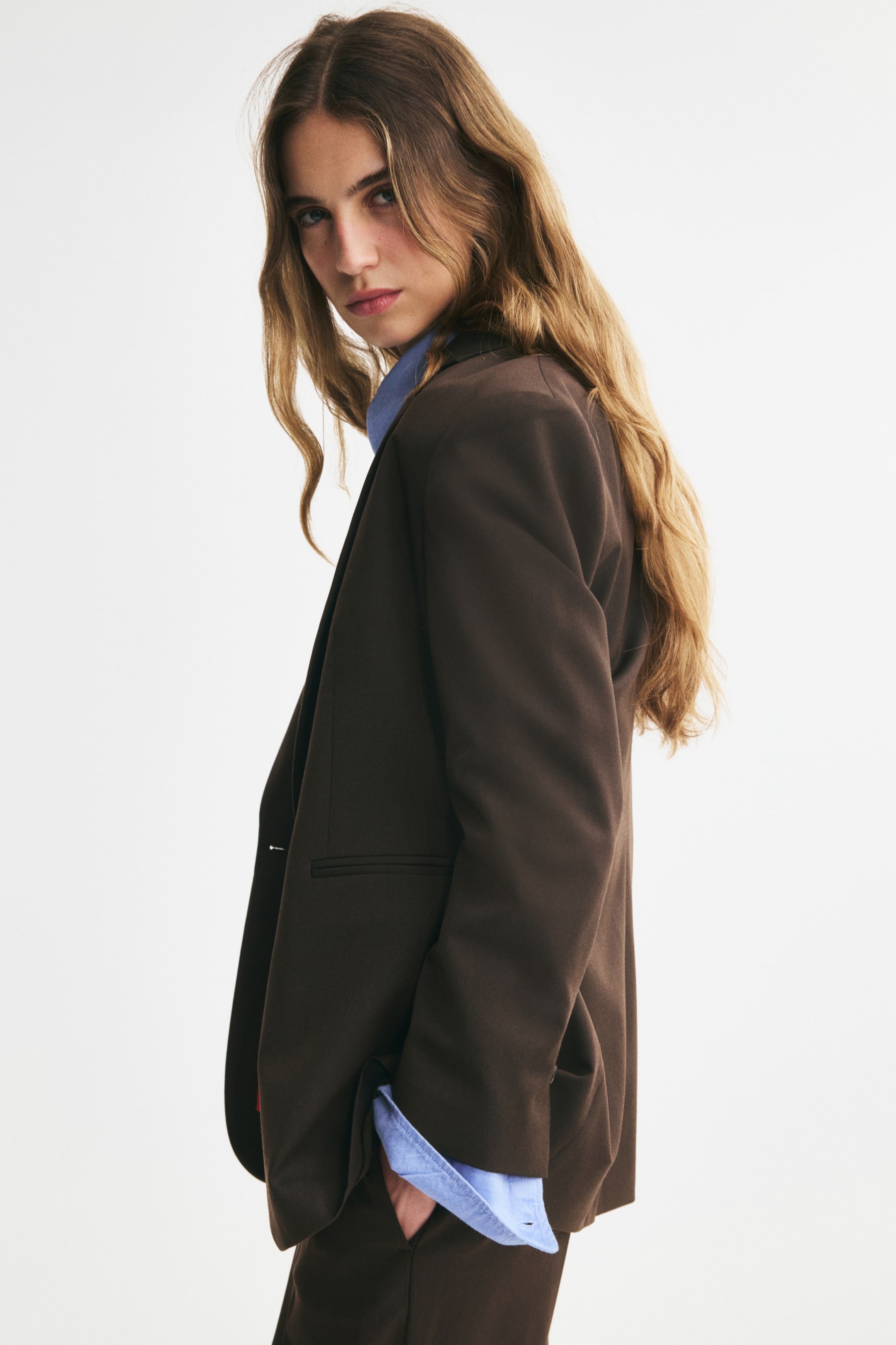 Blazer à fermeture droite en sergé