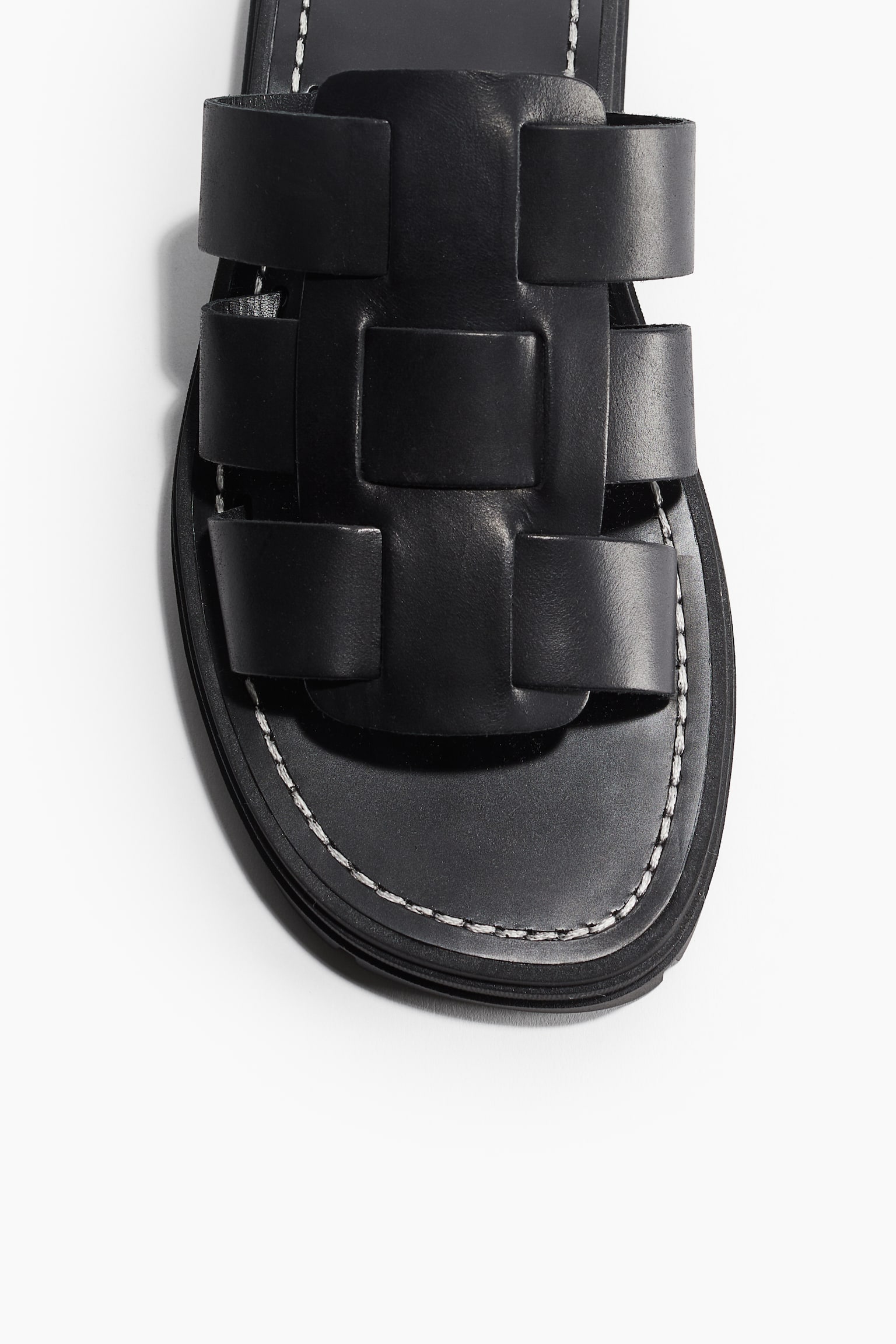 Chunky Leather Sandals - Black - 5