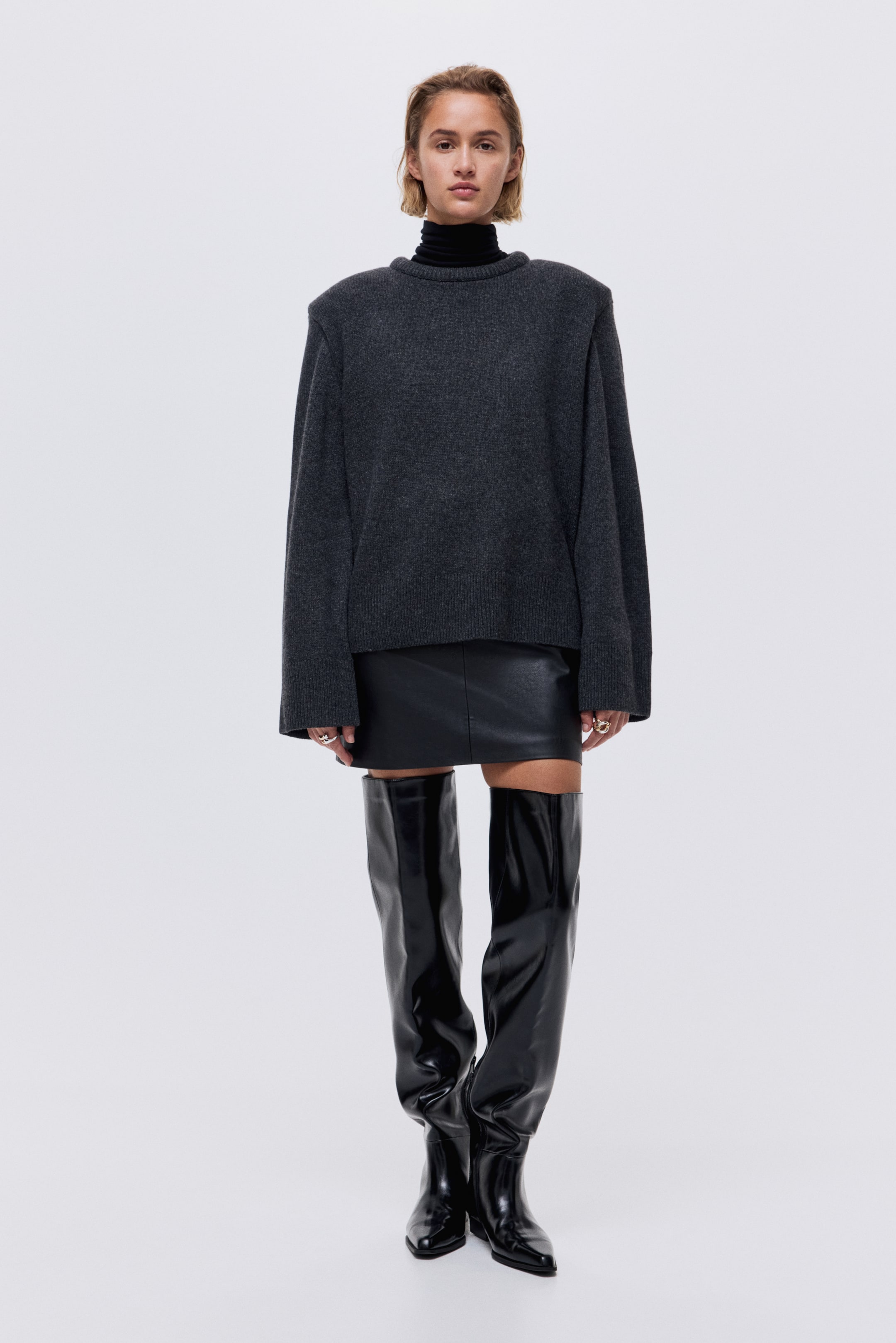 拡大画像を表示: ウールセーター - ダークグレーメランジ - レディース | H&M JP 3