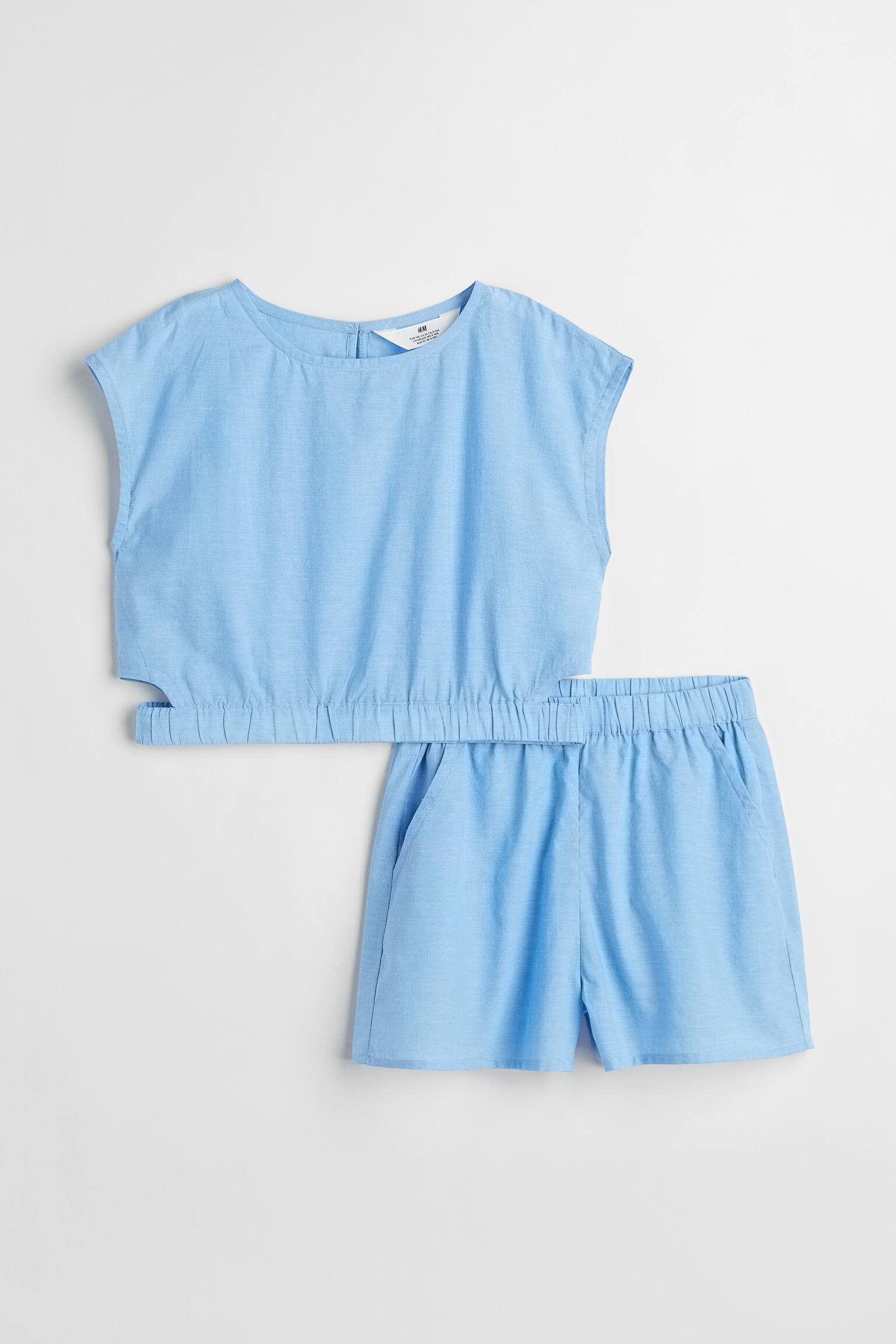 2-piece top and shorts set - Light blue - 1